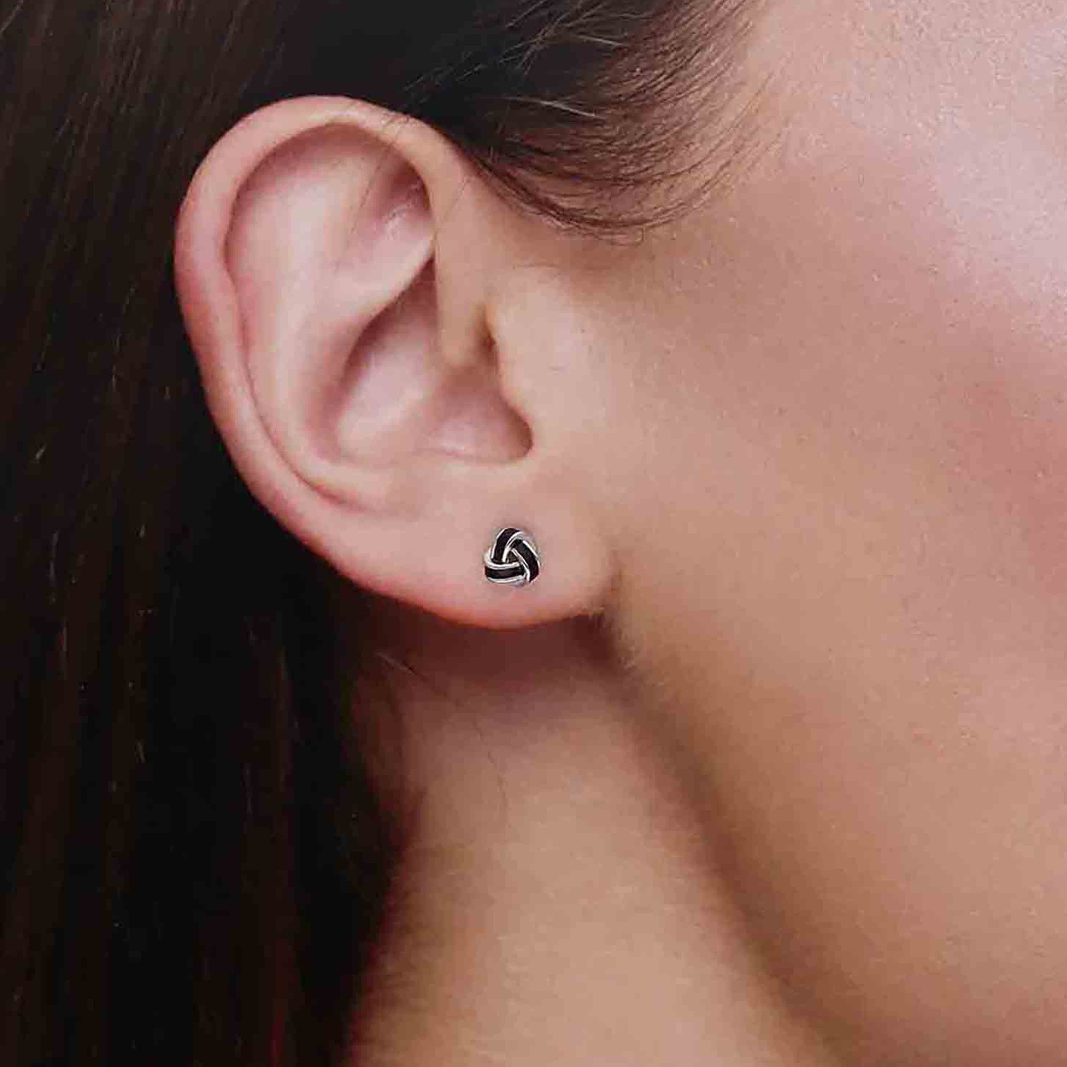Sterling Silver Knot Stud Earrings - Image 5