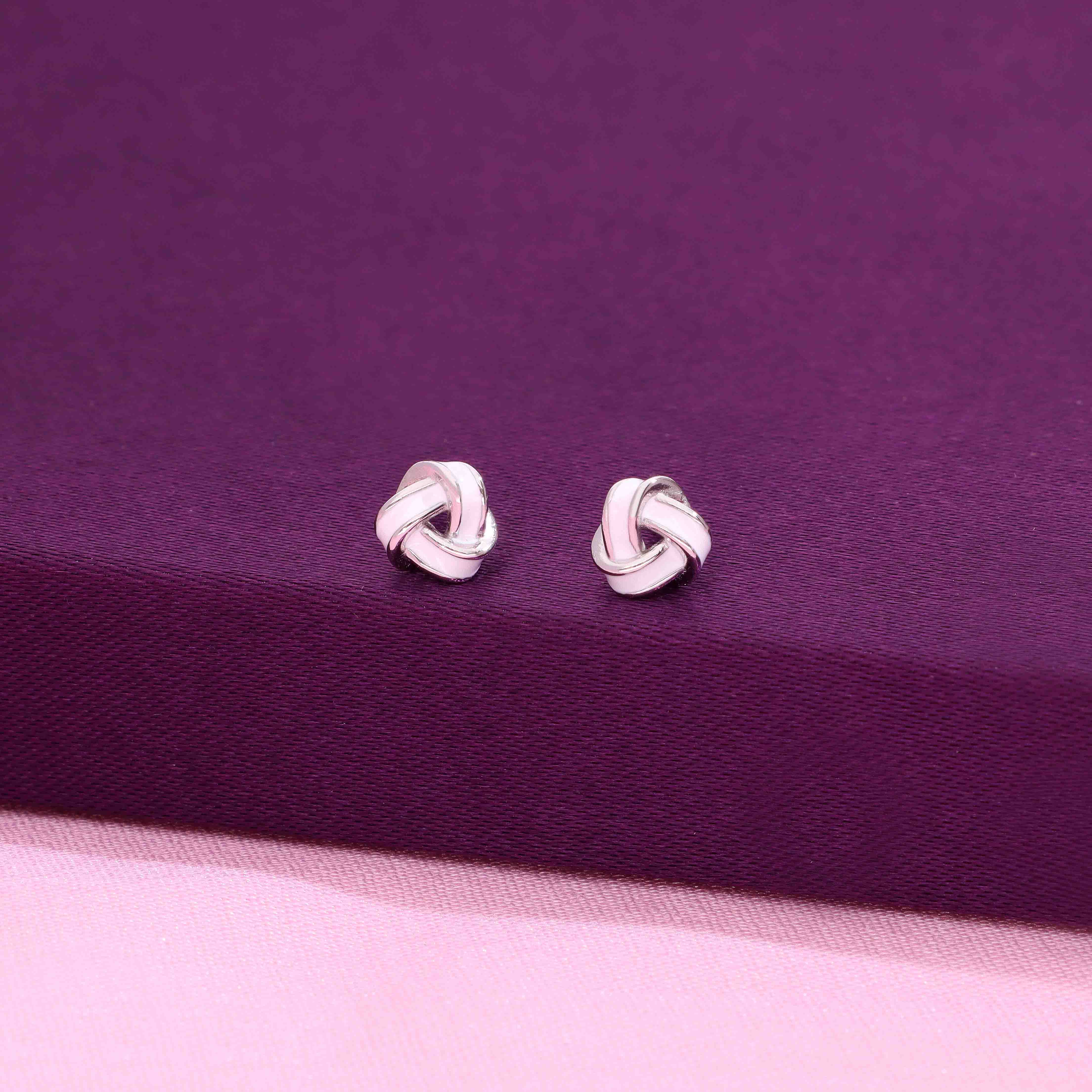 Sterling Silver Knot Stud Earrings - Image 9