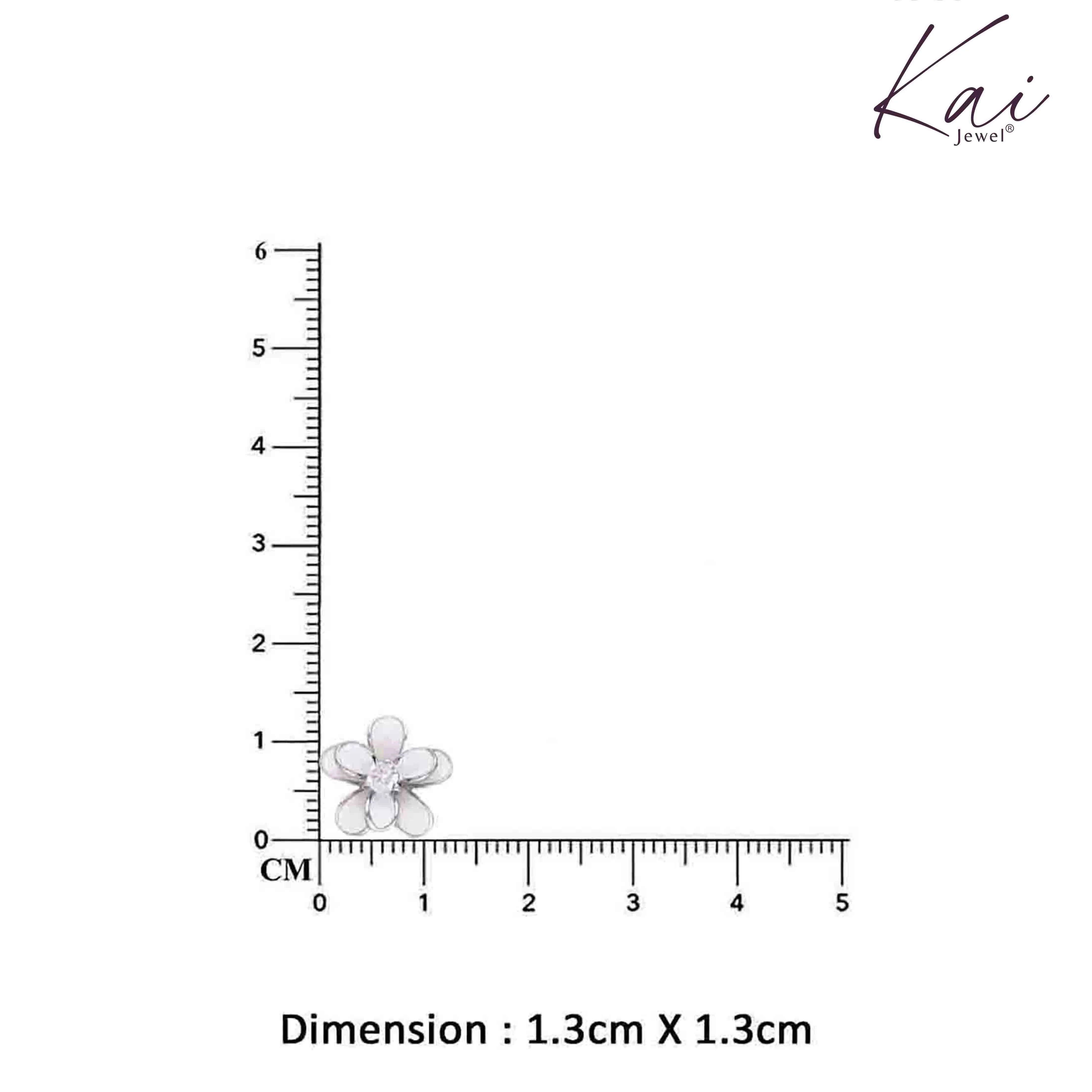 Sterling Silver White Floral Brilliance Stud Earrings - Image 9