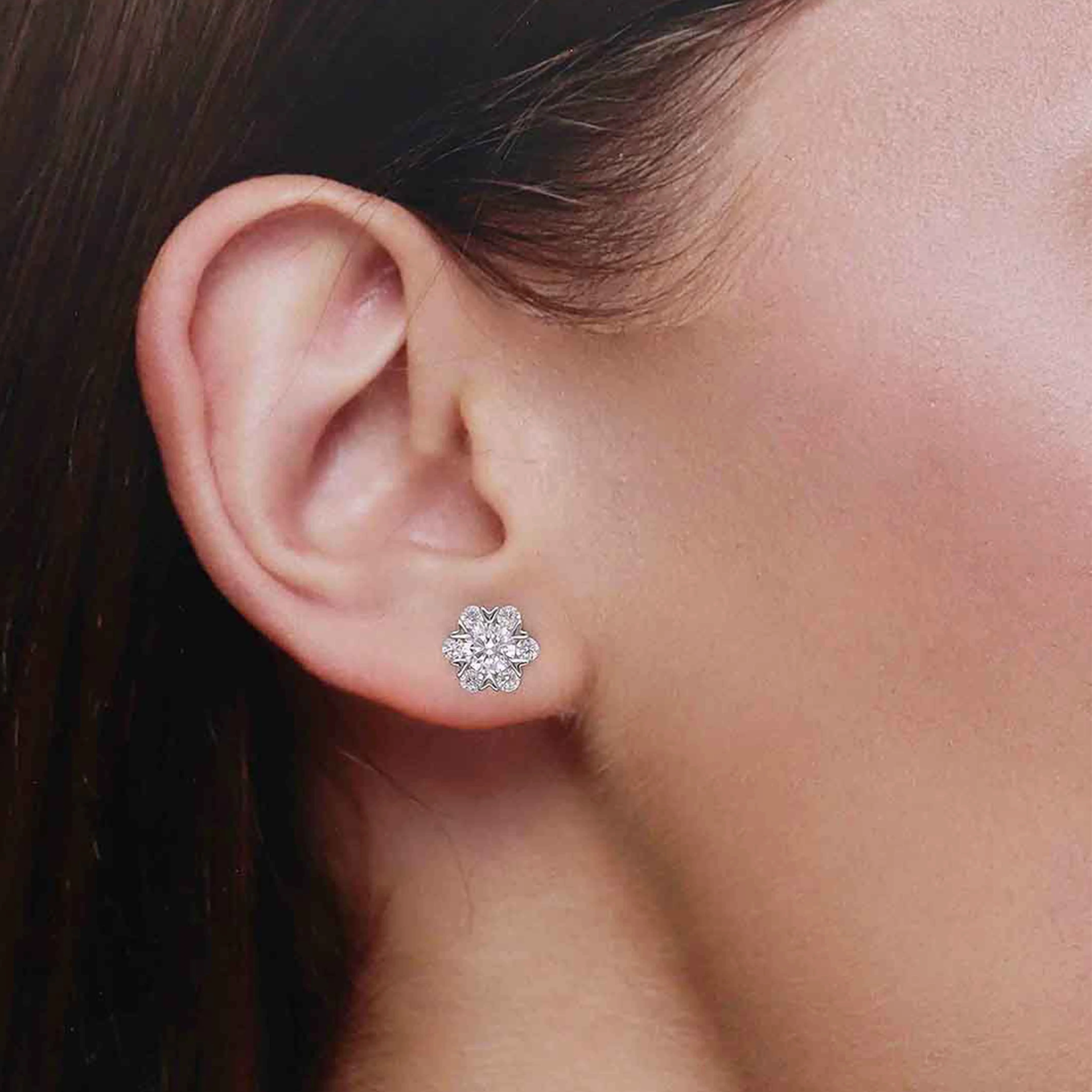 Sterling Silver Zircon Brilliance Stud Earrings - Image 3