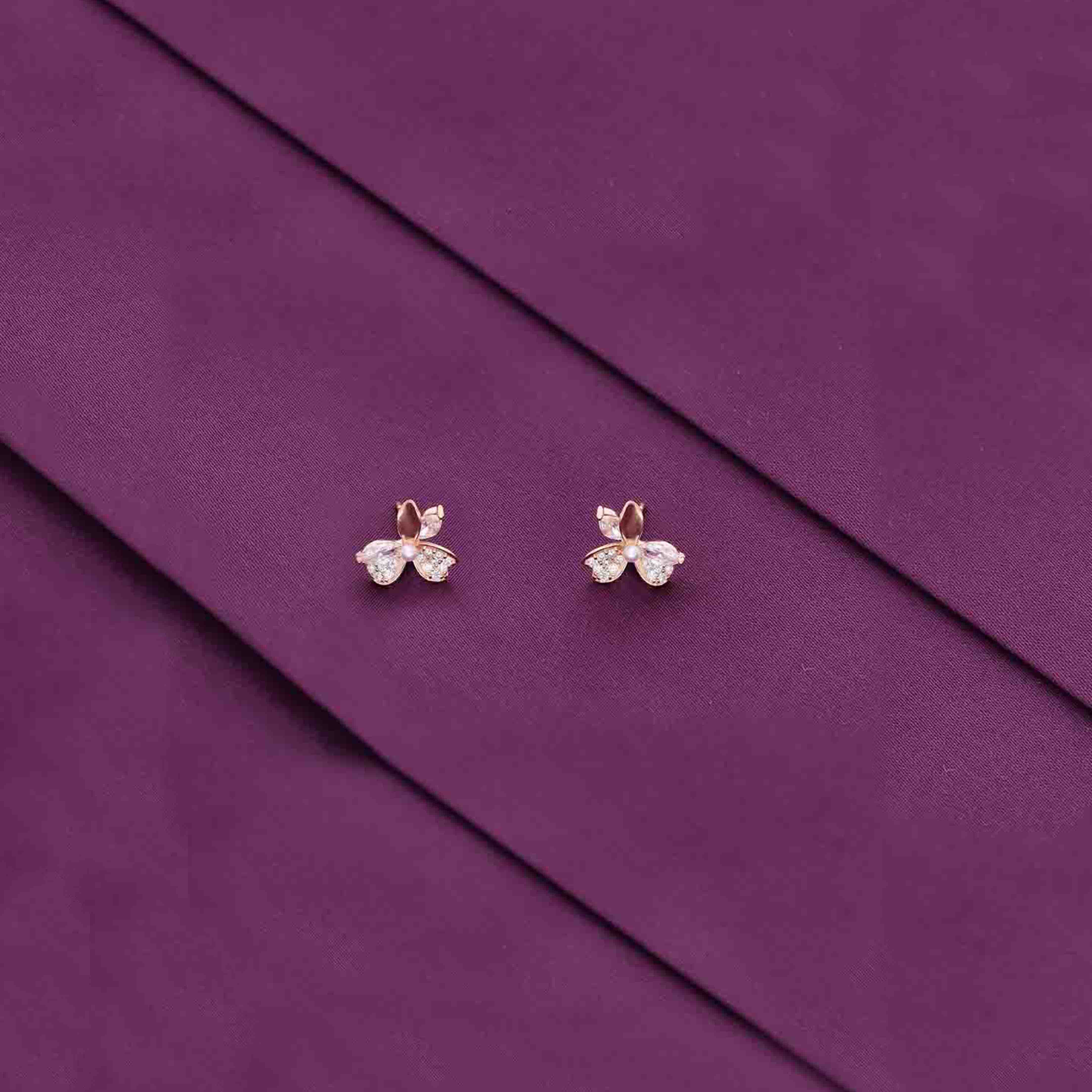 Sterling Chic Floral Stud Earrings - Image 2