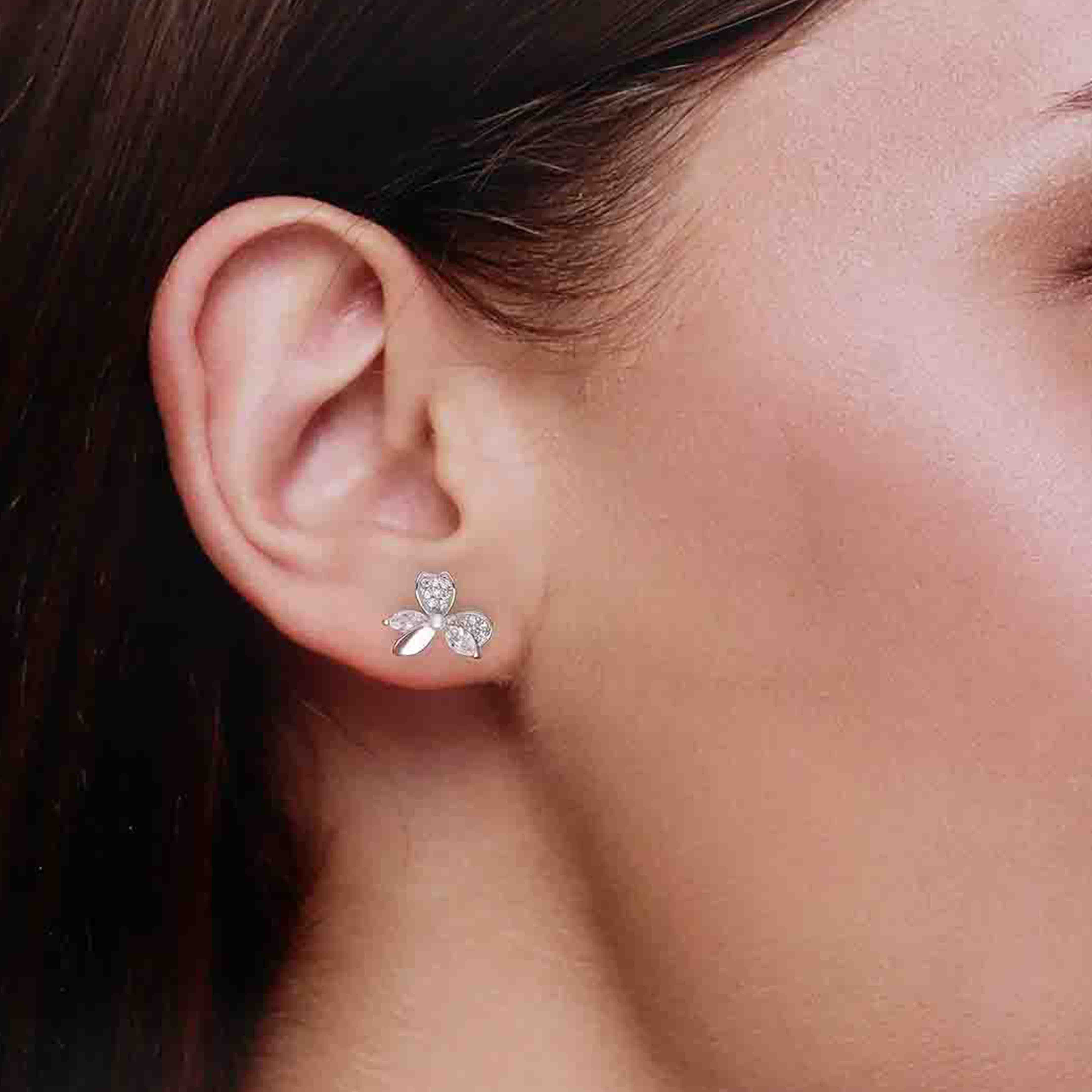 Sterling Chic Floral Stud Earrings - Image 4