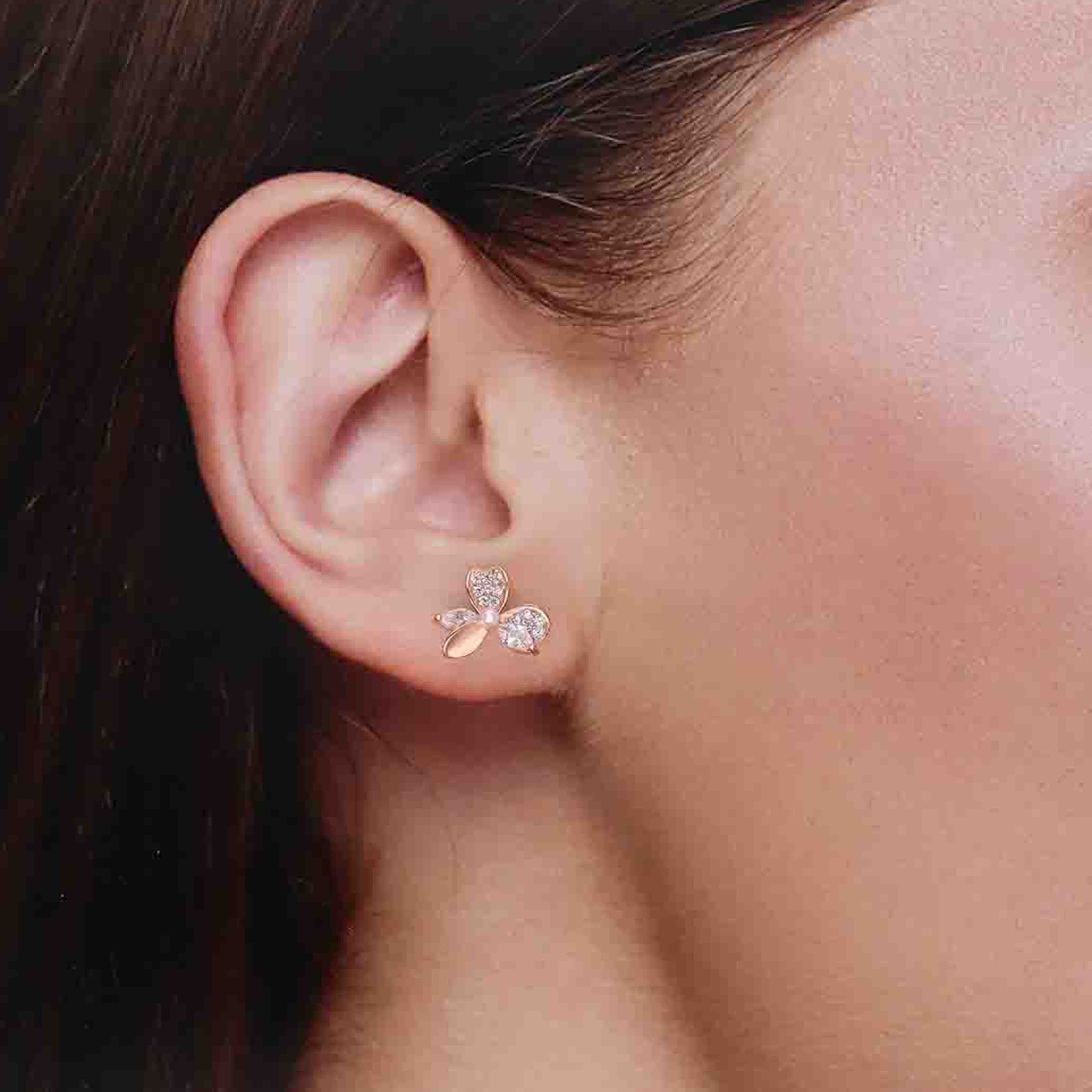 Sterling Chic Floral Stud Earrings - Image 5