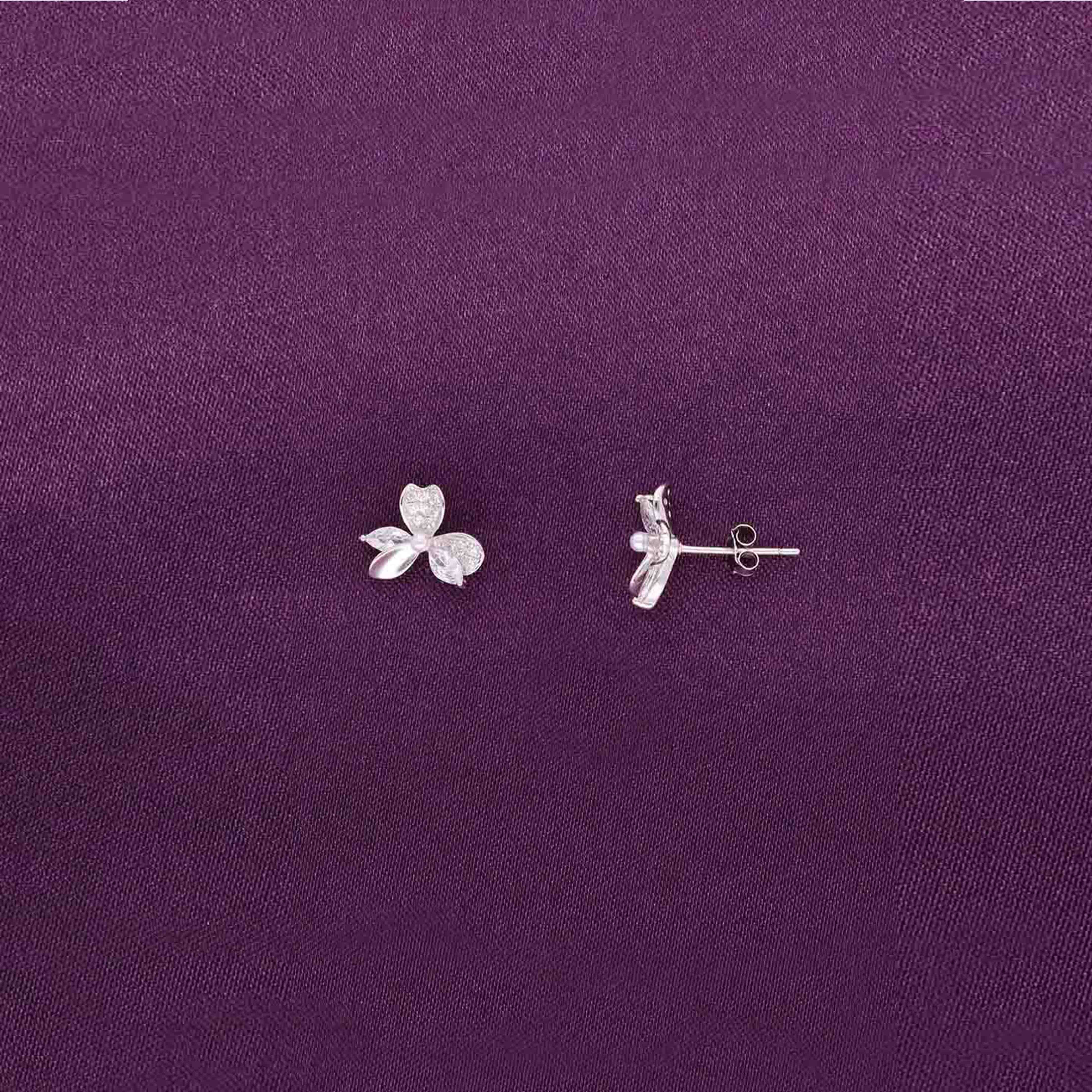 Sterling Chic Floral Stud Earrings - Image 7