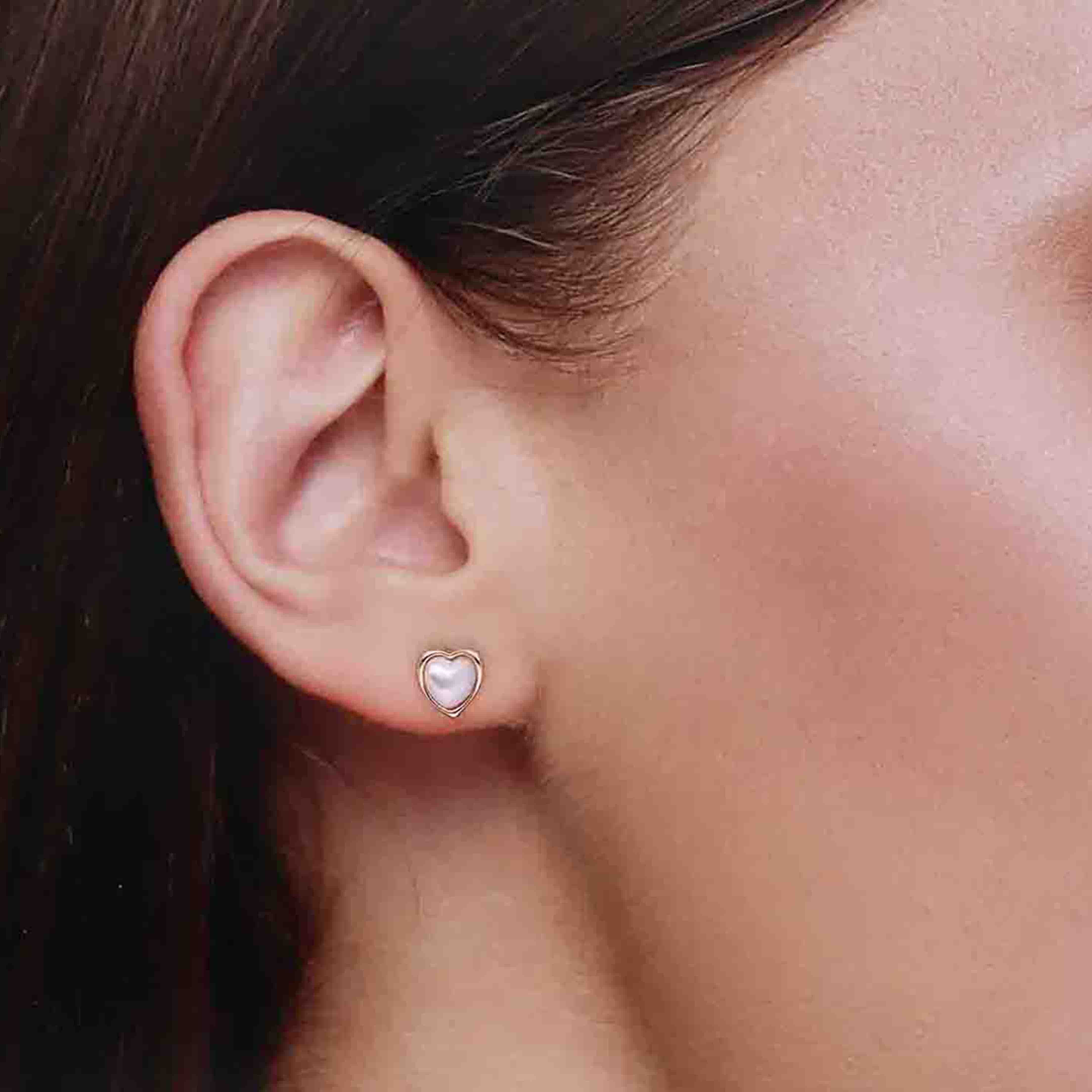 Sterling Silver Minimalistic Heart Stud Earrings - Image 4