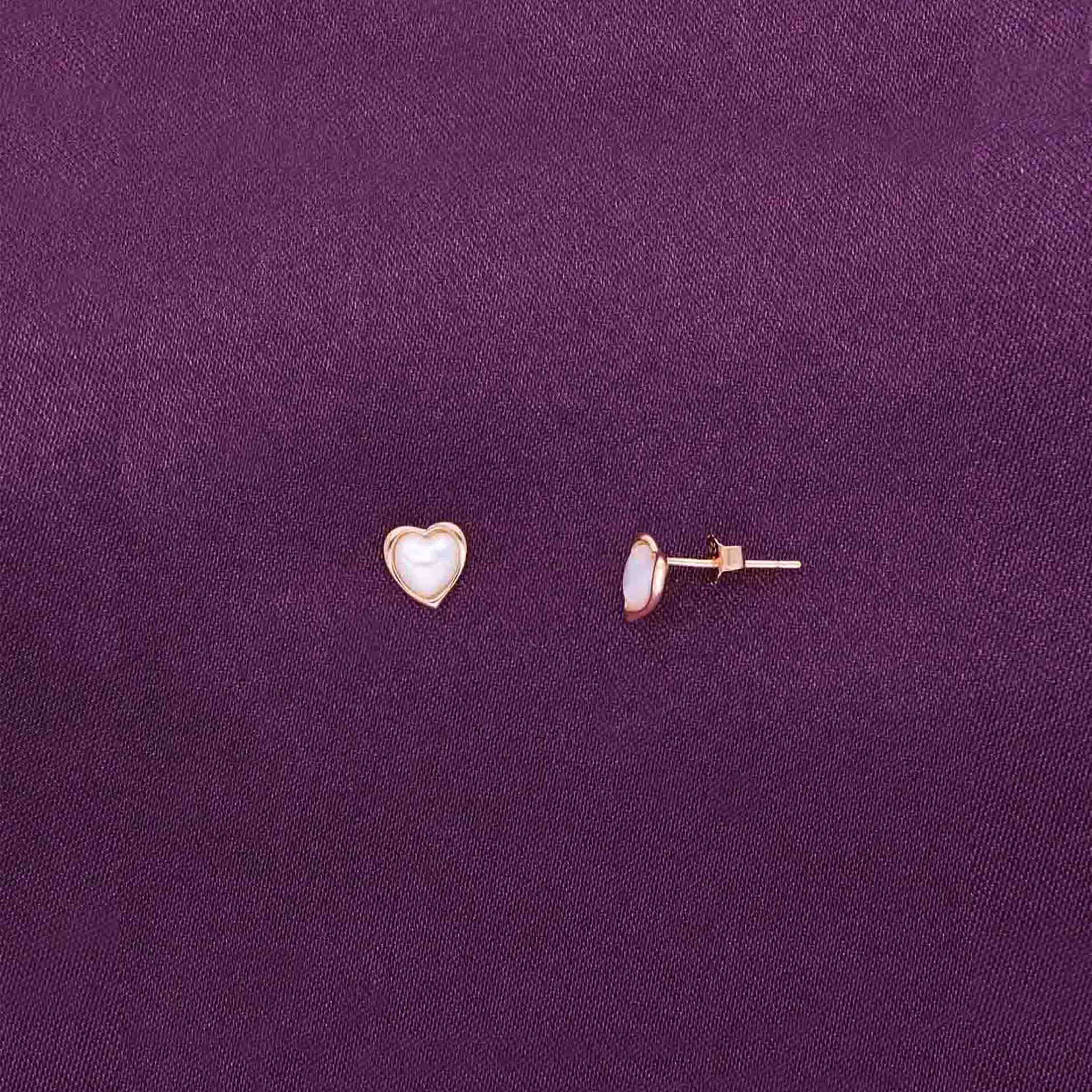 Sterling Silver Minimalistic Heart Stud Earrings - Image 6
