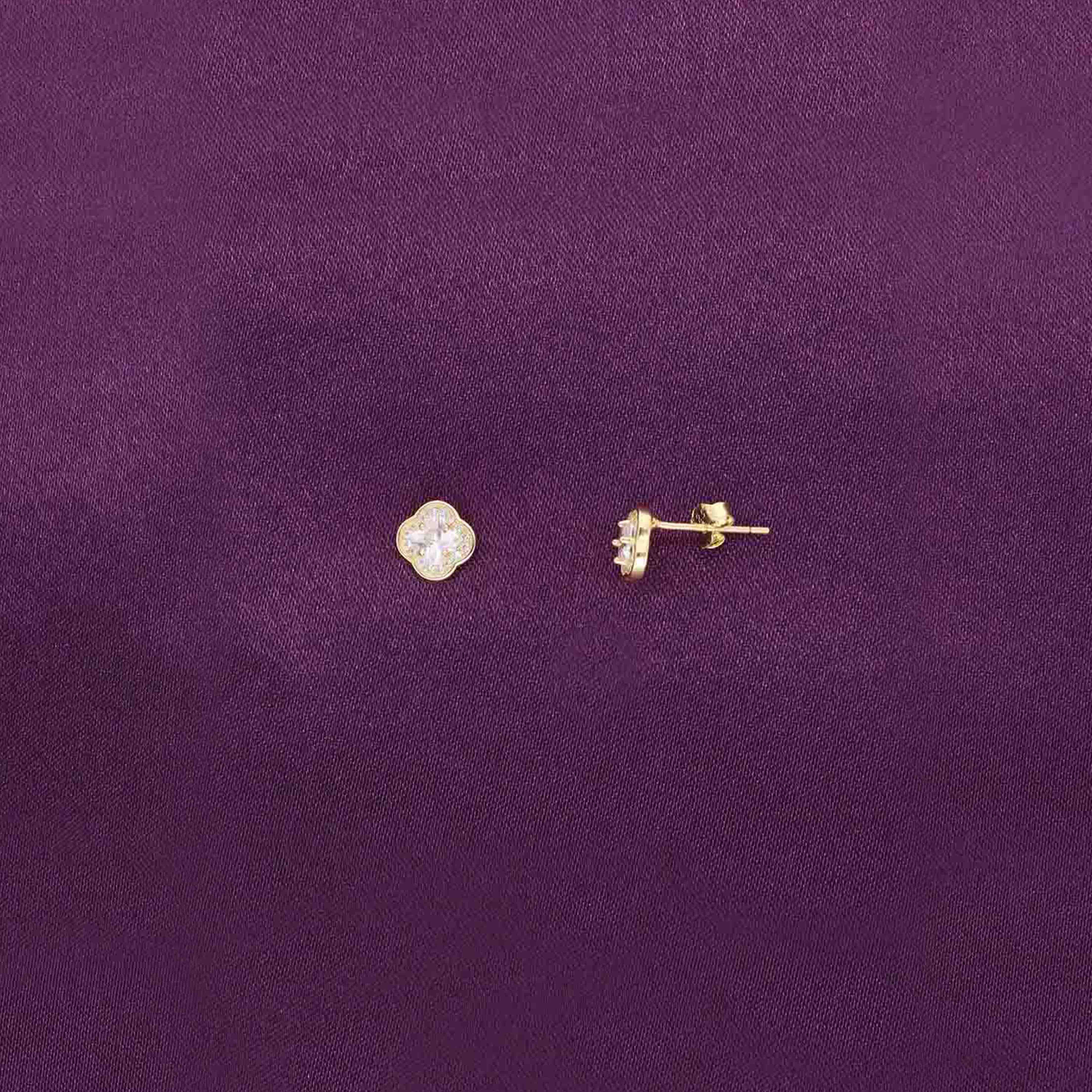 Sterling White Zircon Floral Stud Earrings - Image 6