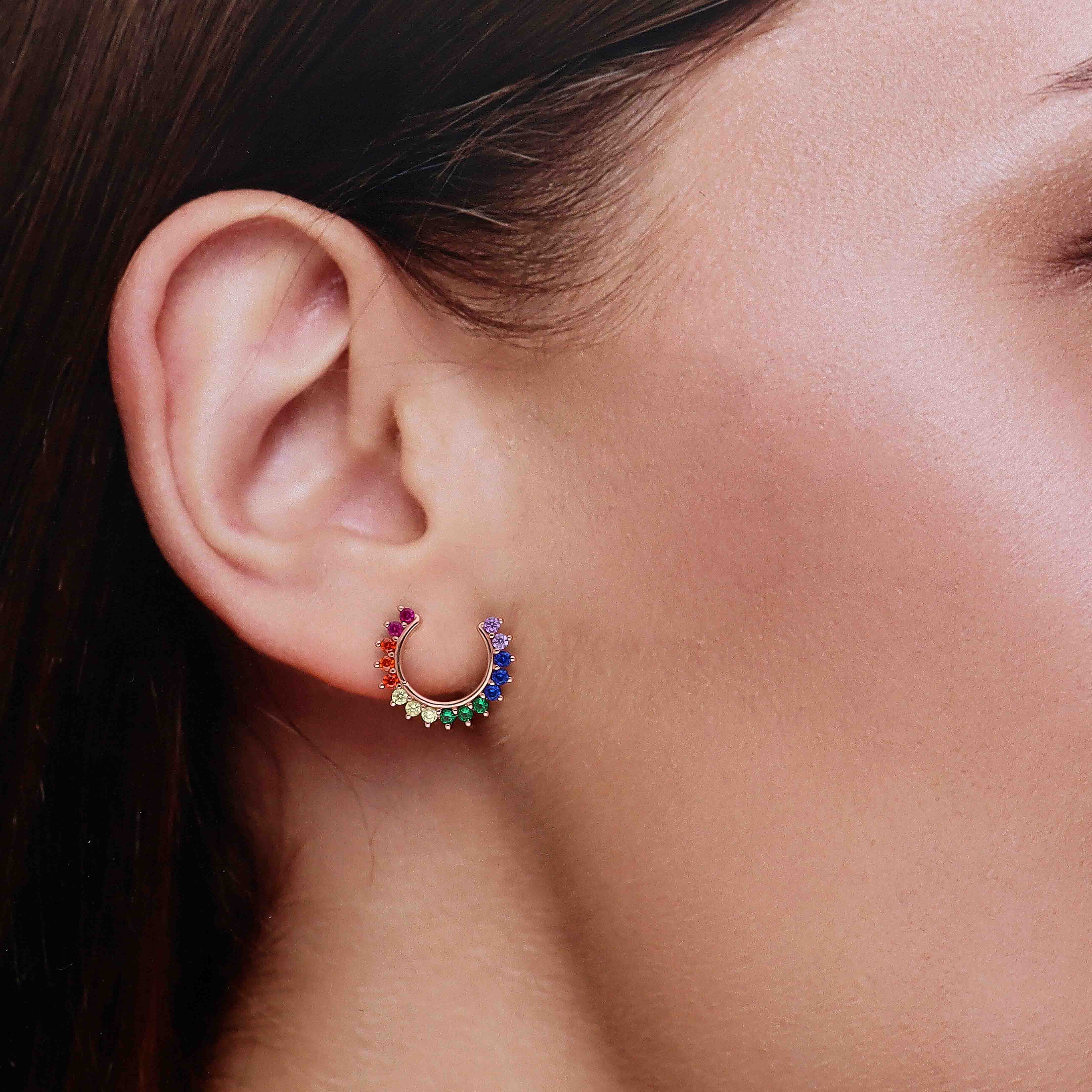 Sterling Multi-Colour Horse Shoe Stud Earrings - Image 2