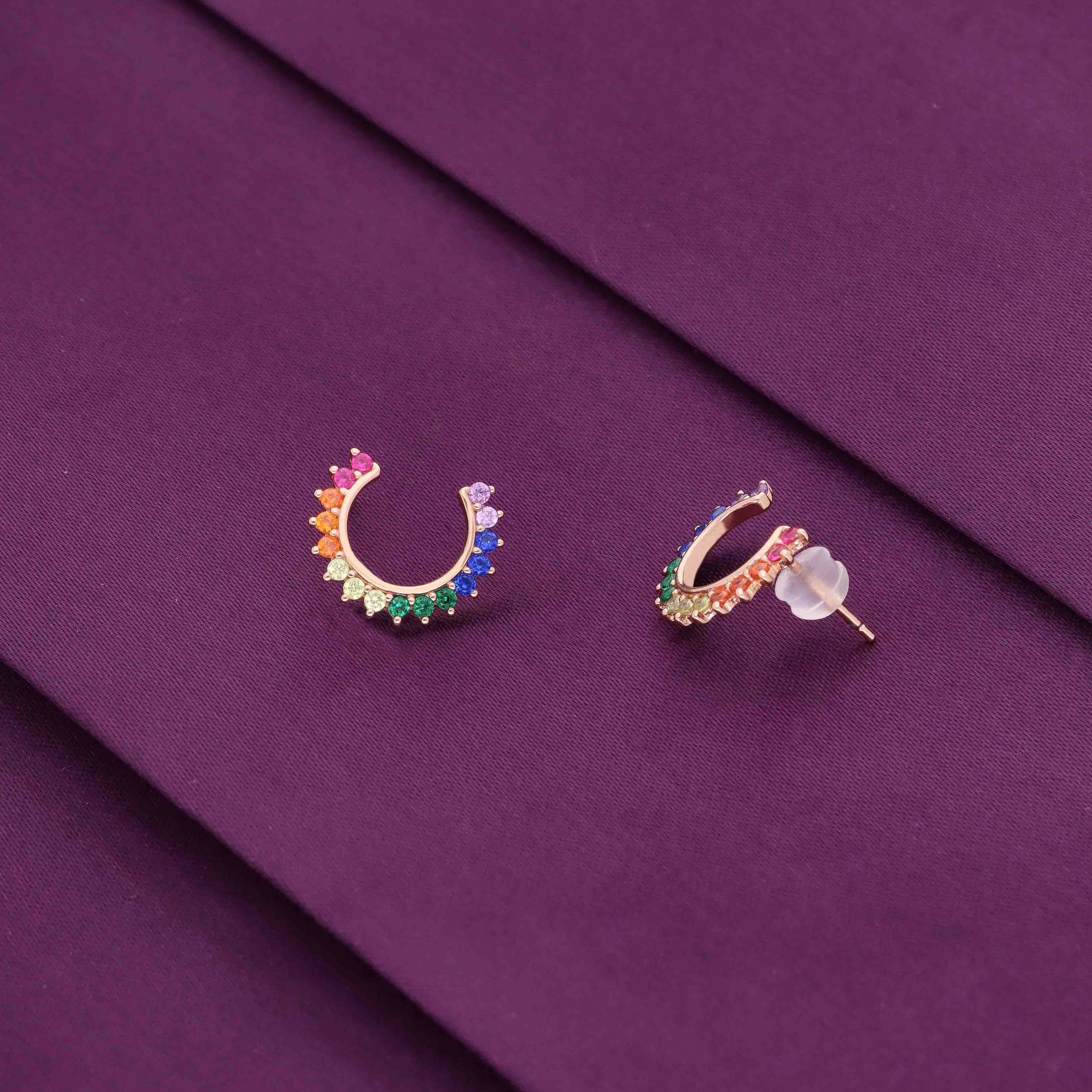 Sterling Multi-Colour Horse Shoe Stud Earrings - Image 3