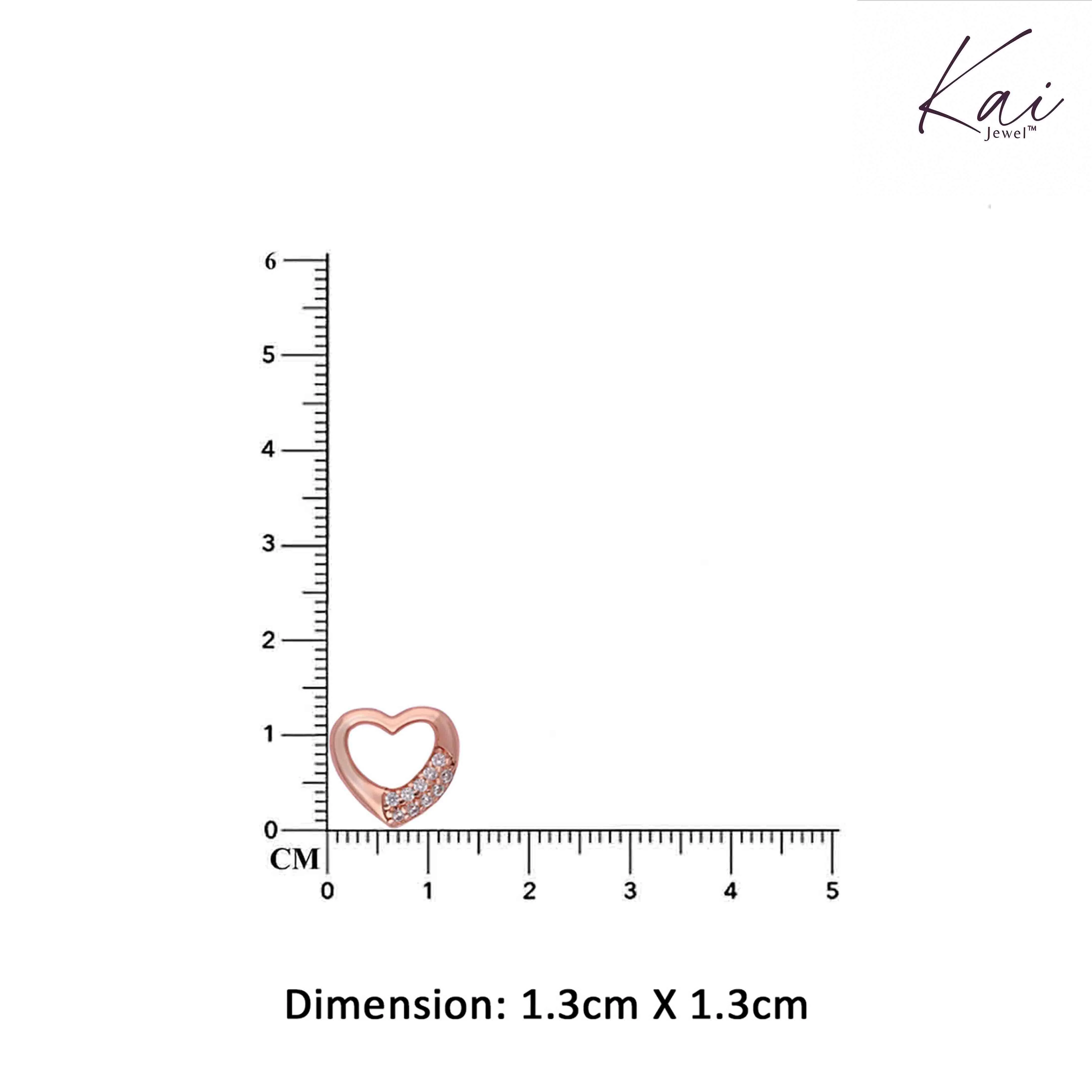 Sterling Rose Gold Zircon Heart Stud Earrings - Image 4