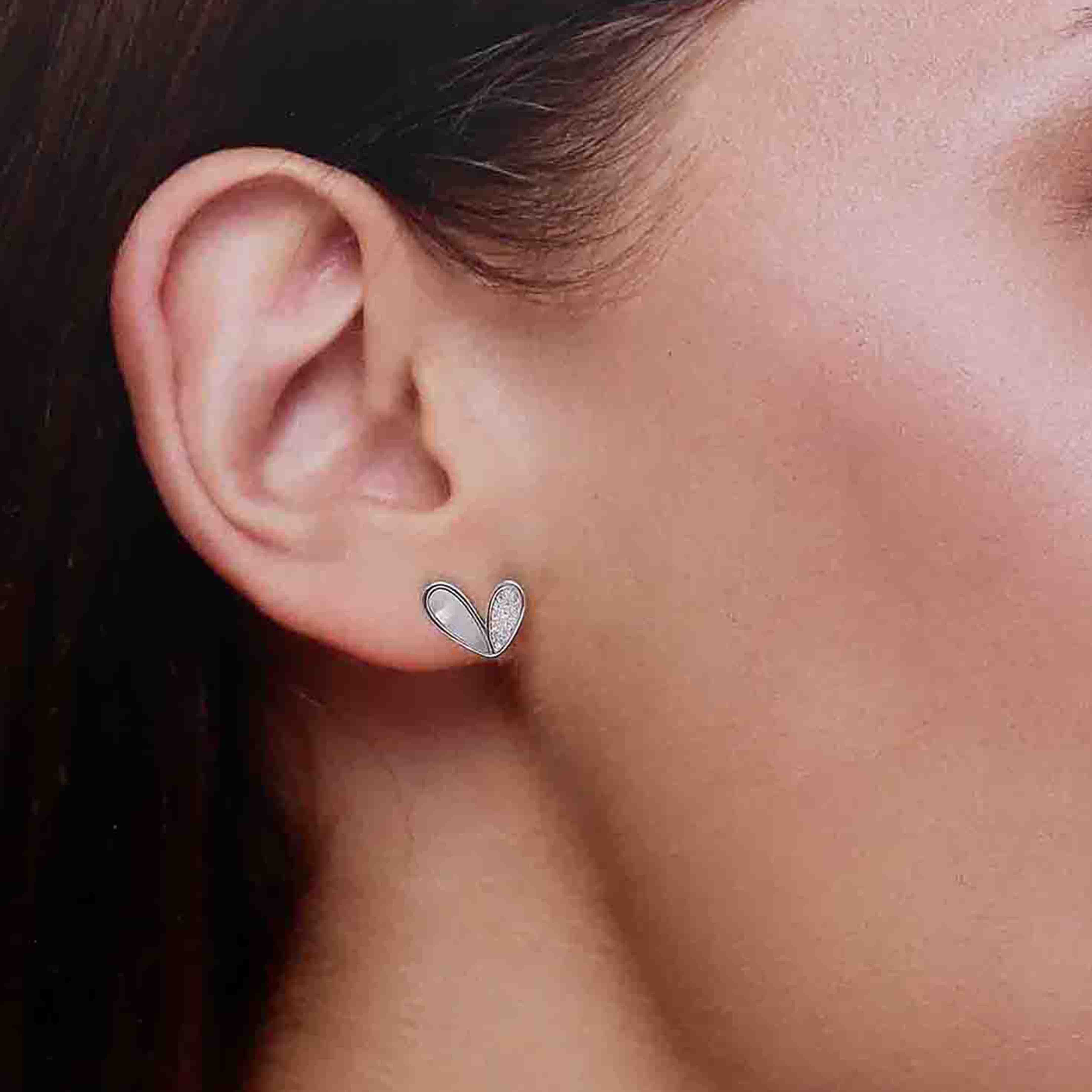 Sterling Love Heart Stud Earring - Image 2