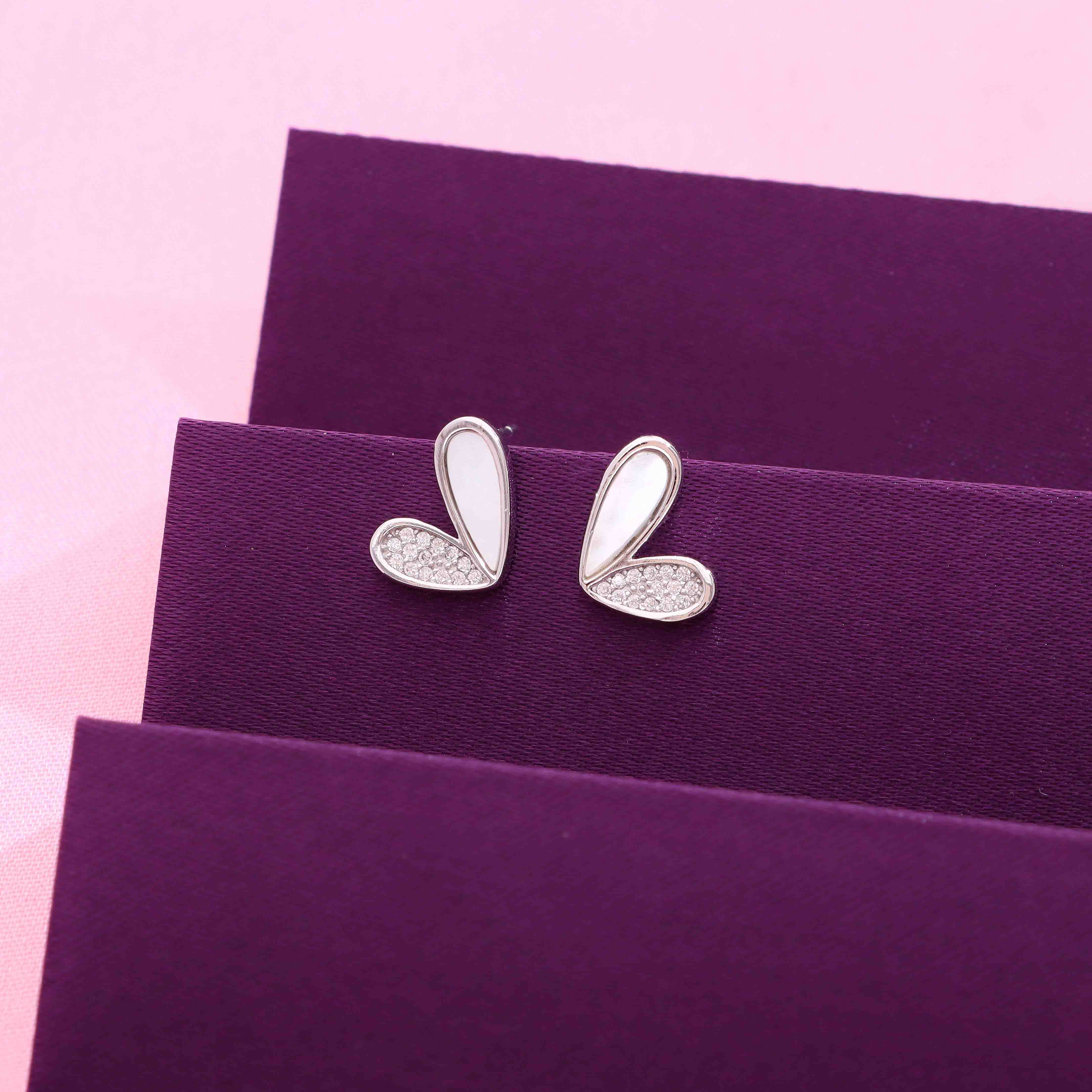 Sterling Love Heart Stud Earring - Image 5