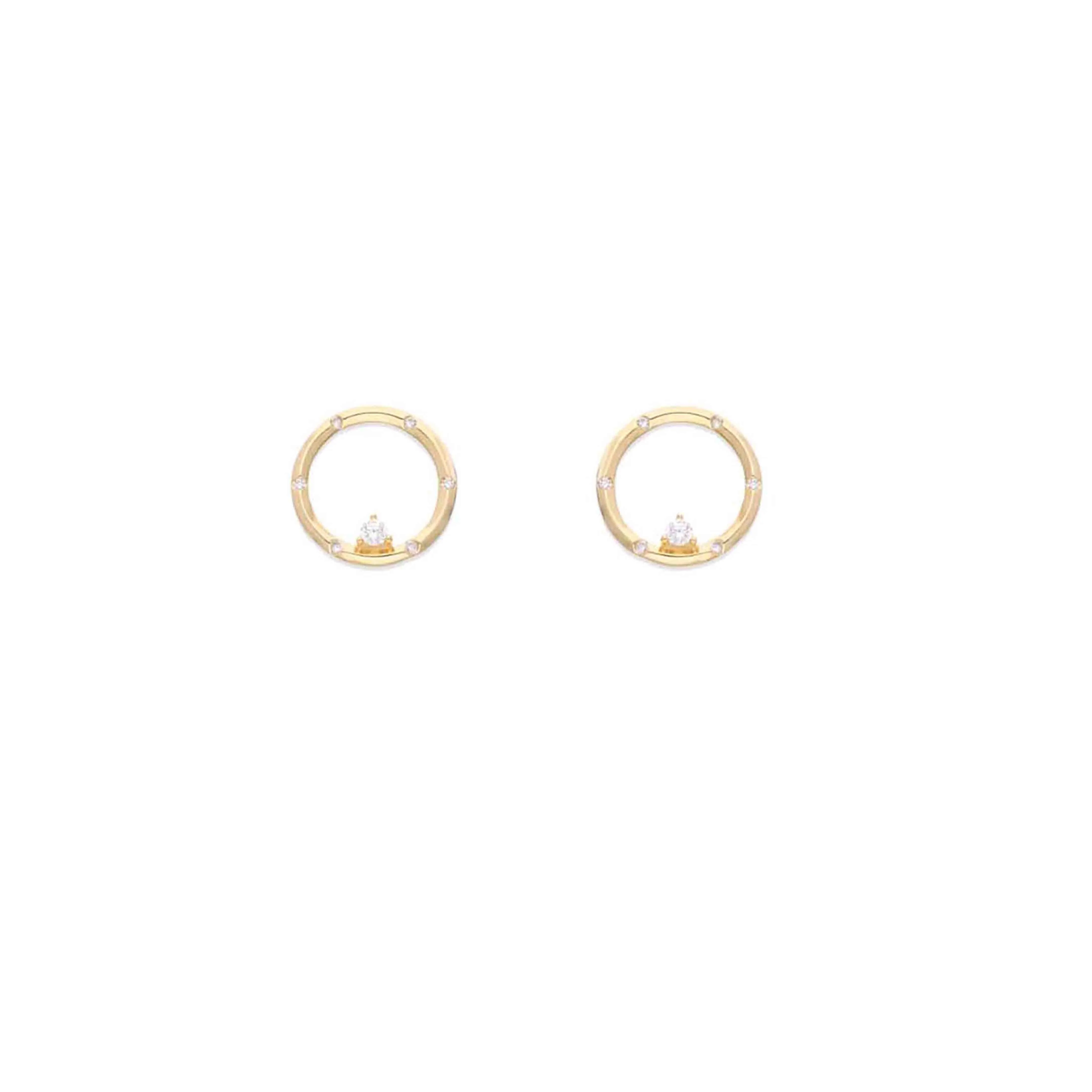 Sterling Silver Gold Zircon Studded Stud Earrings - Image 3