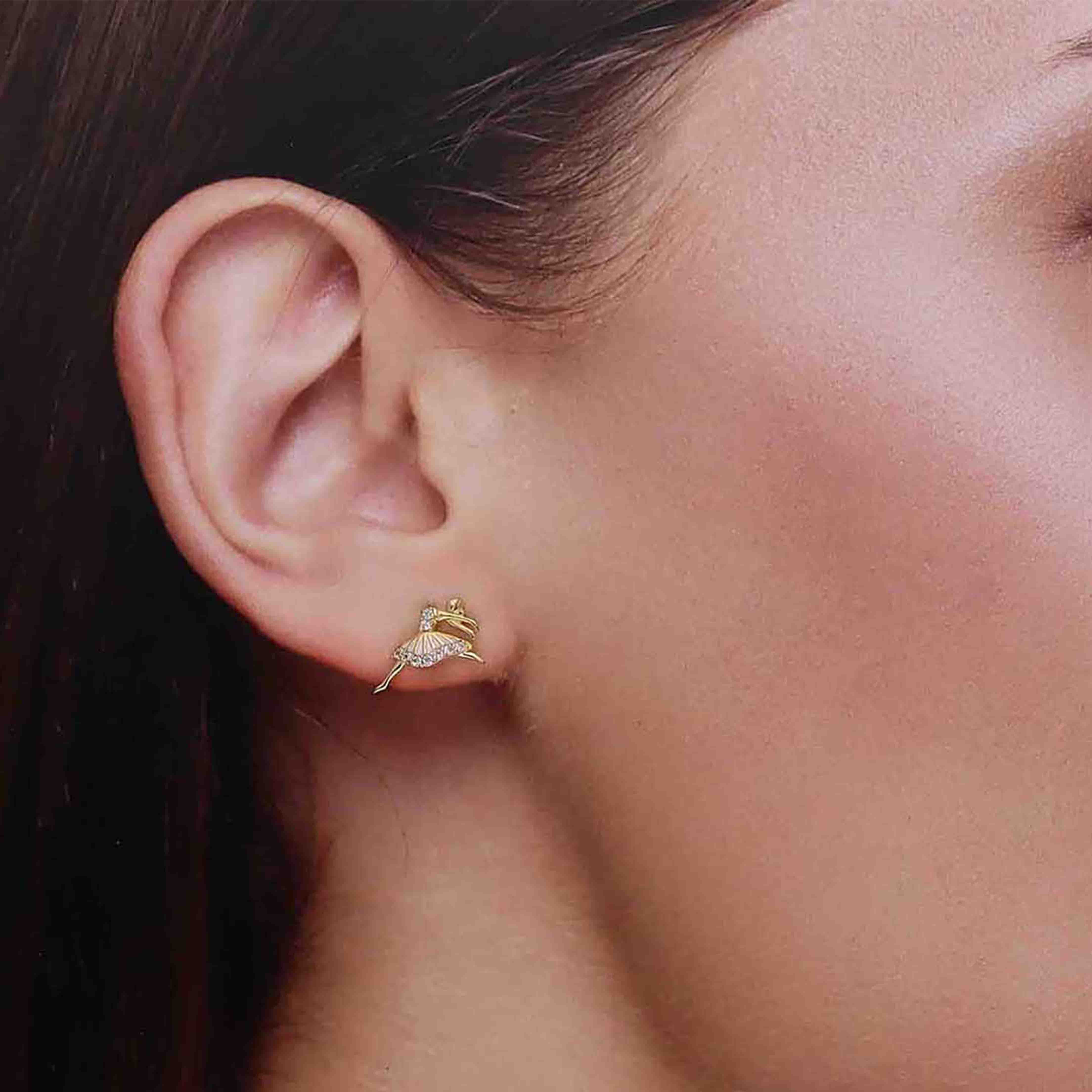 Sterling Dancing Woman and Heart Stud Earrings - Image 2