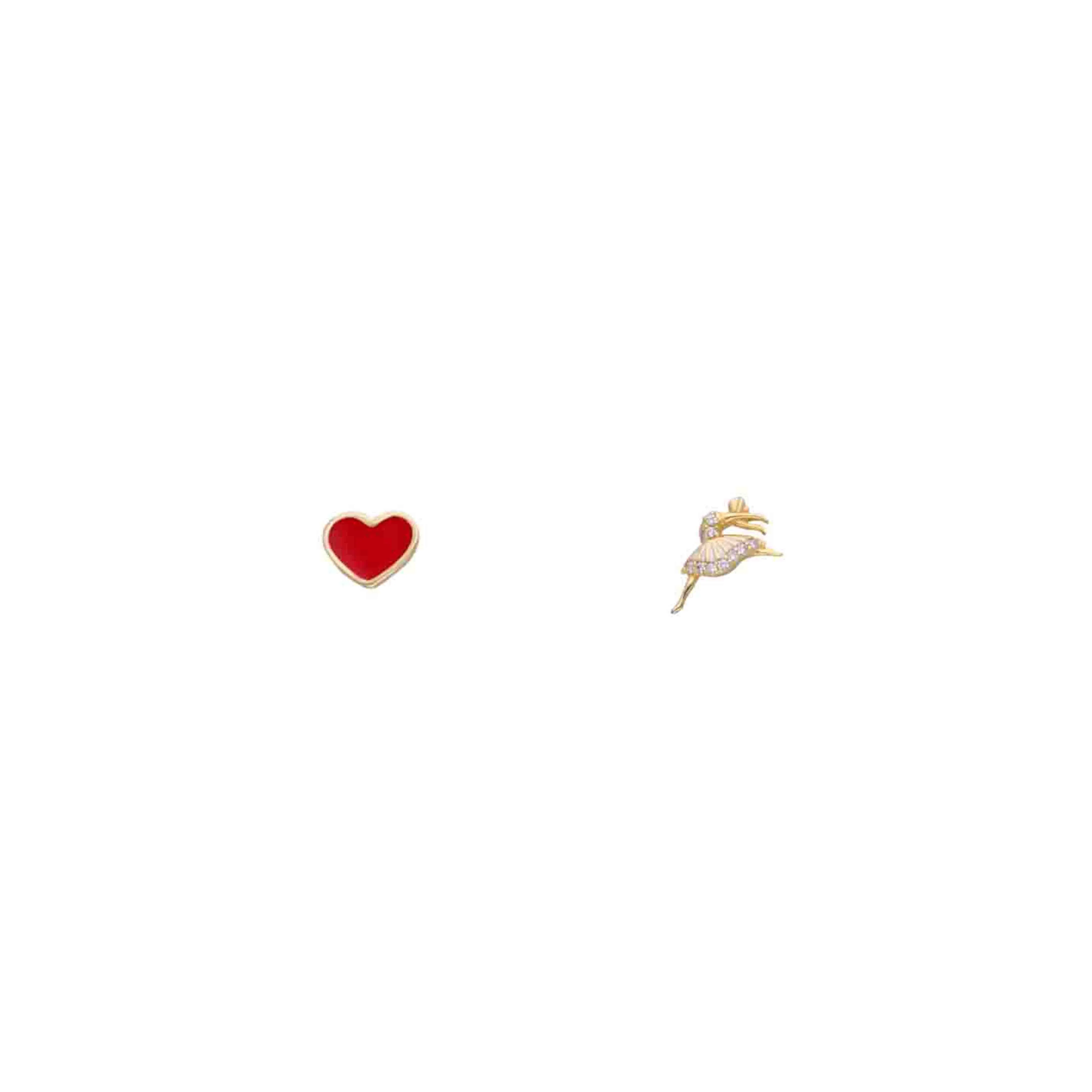 Sterling Dancing Woman and Heart Stud Earrings - Image 3