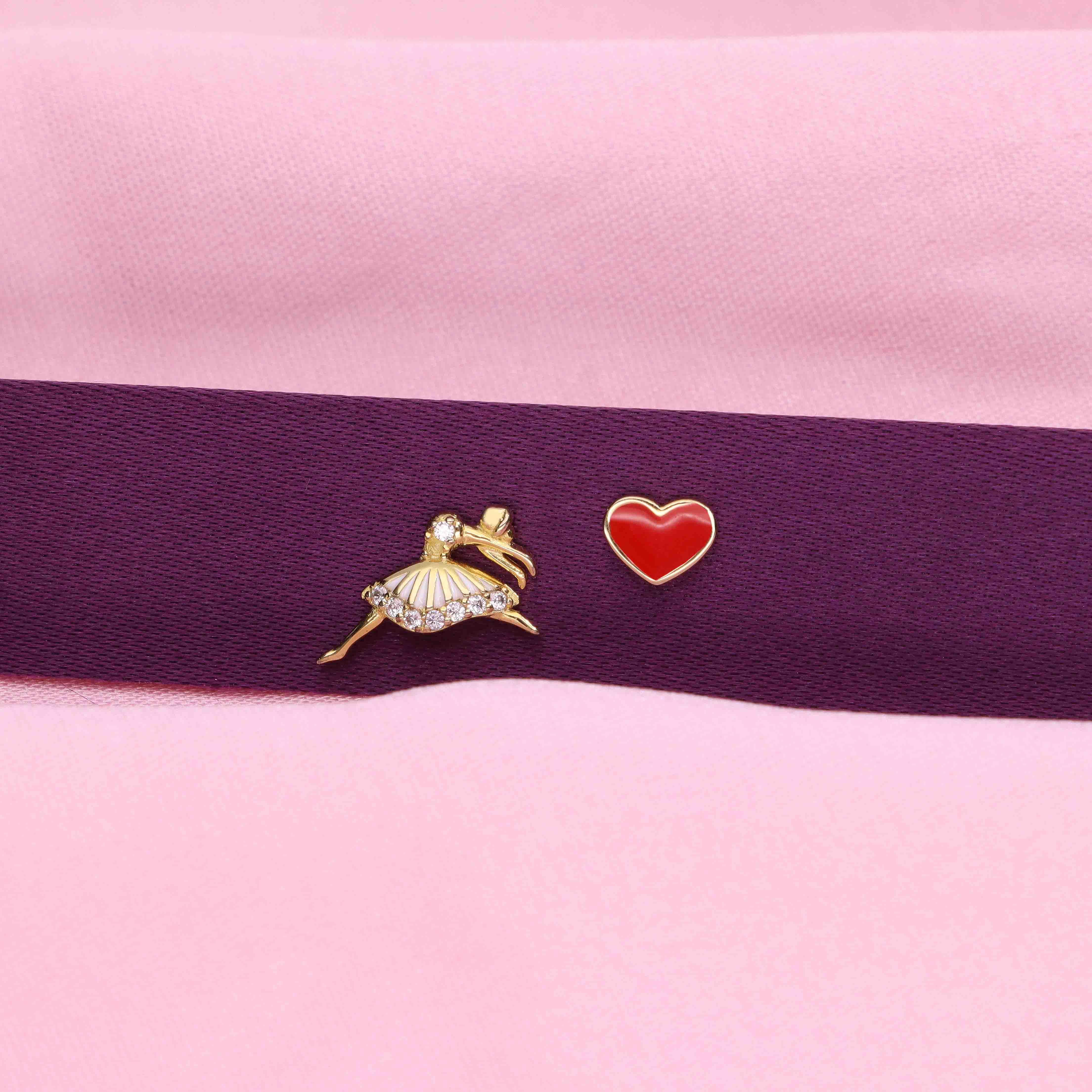 Sterling Dancing Woman and Heart Stud Earrings - Image 5