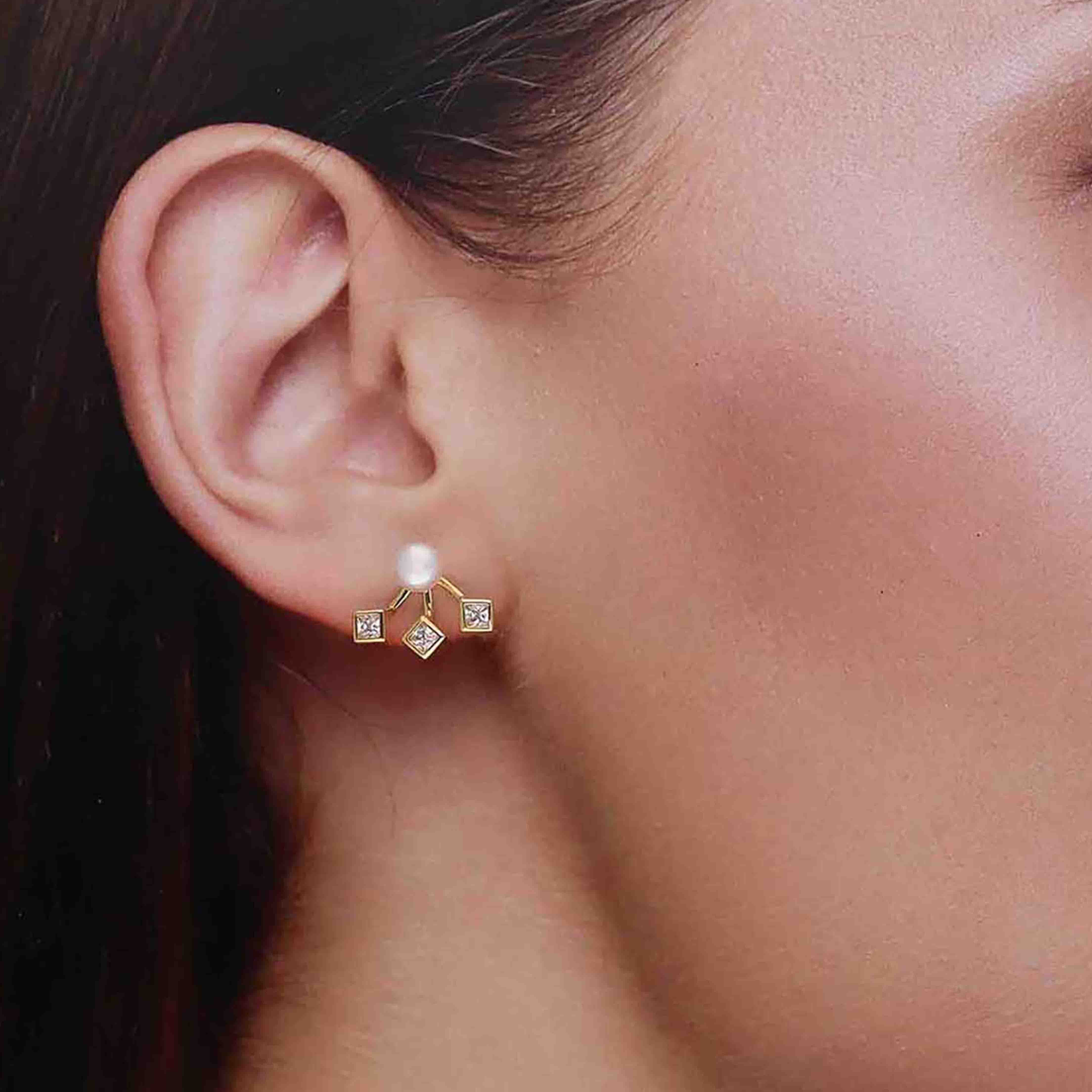 Sterling Pearly Elegance Stud Earring - Image 2