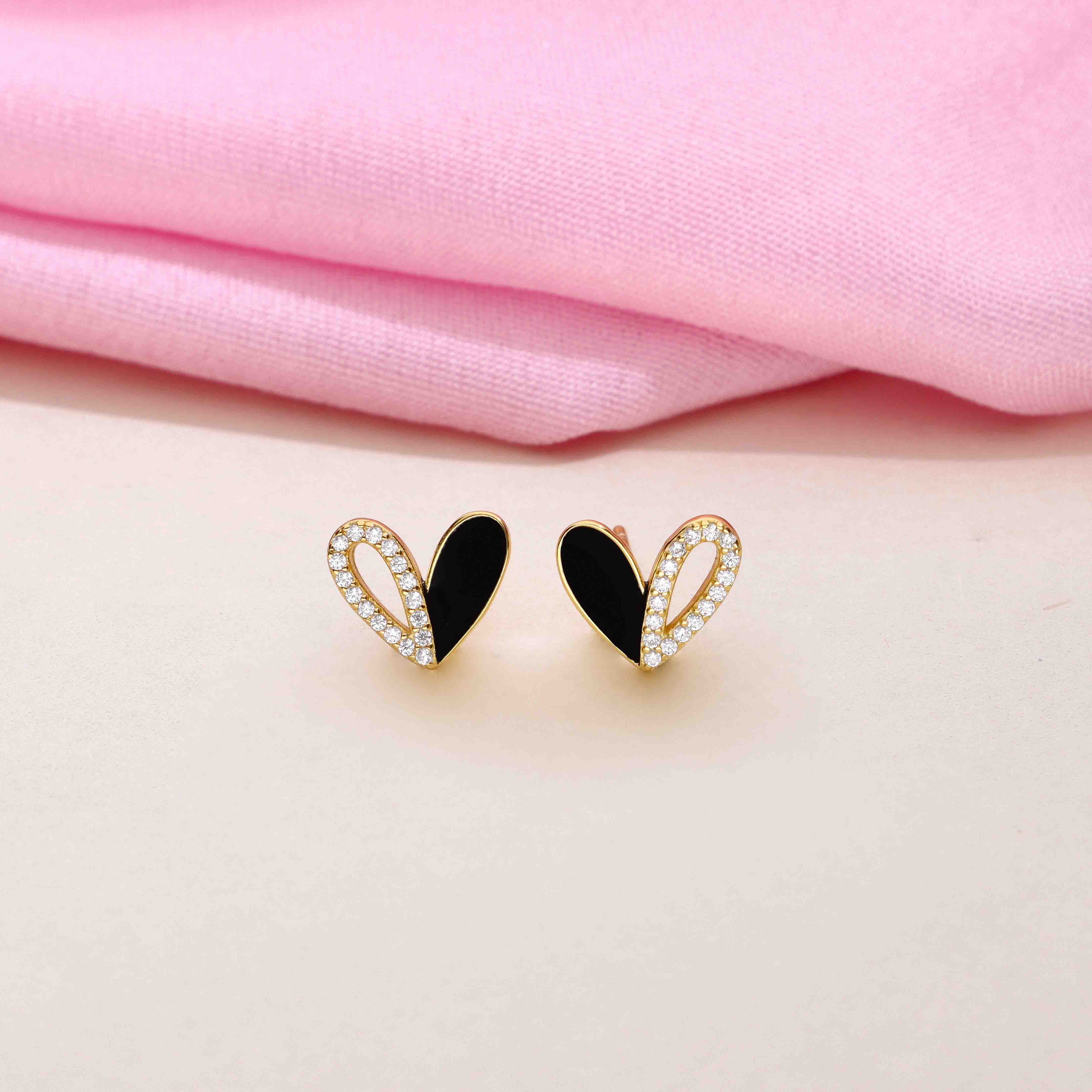 Minimalistic Zircon Heart Stud Earrings - Image 10