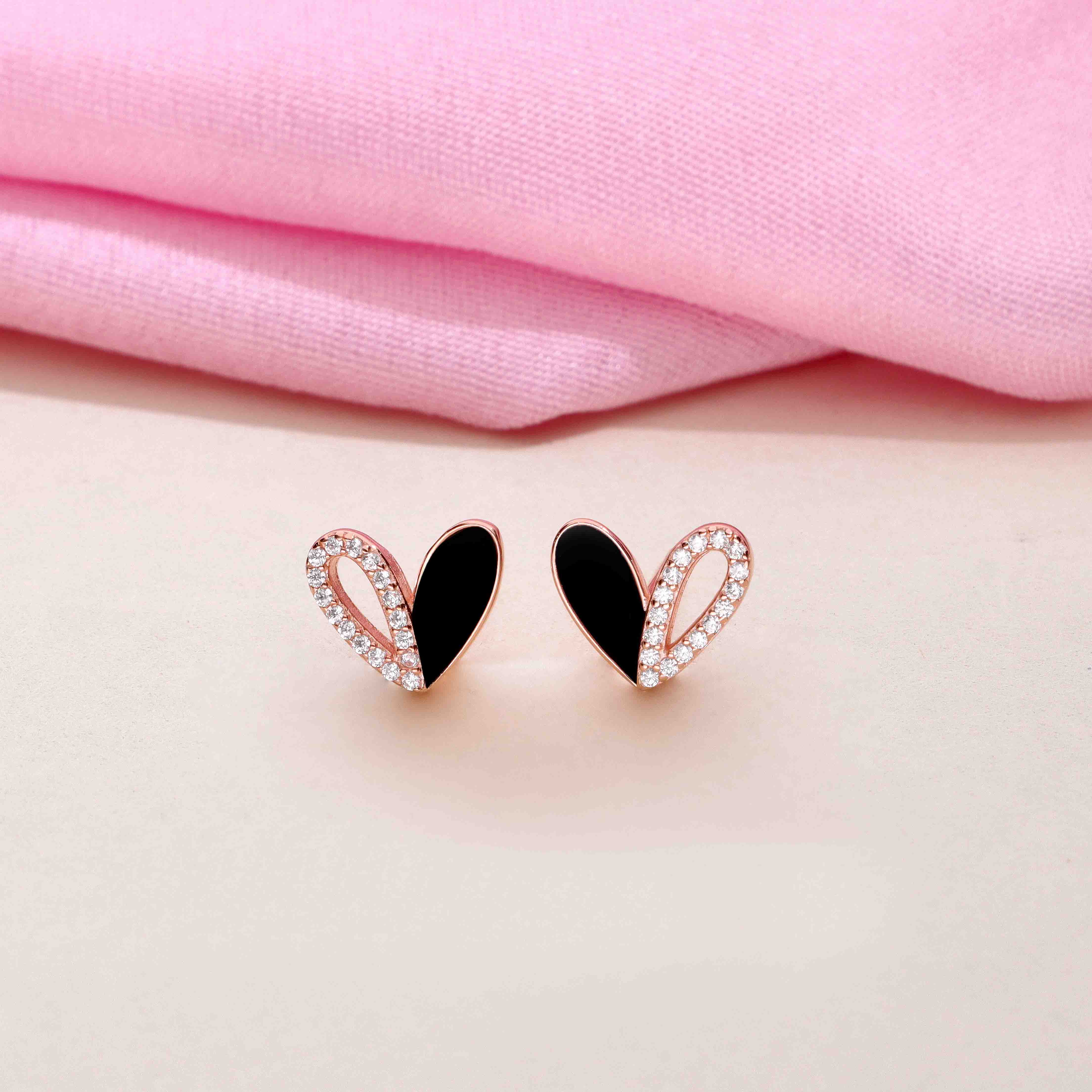 Minimalistic Zircon Heart Stud Earrings - Image 2