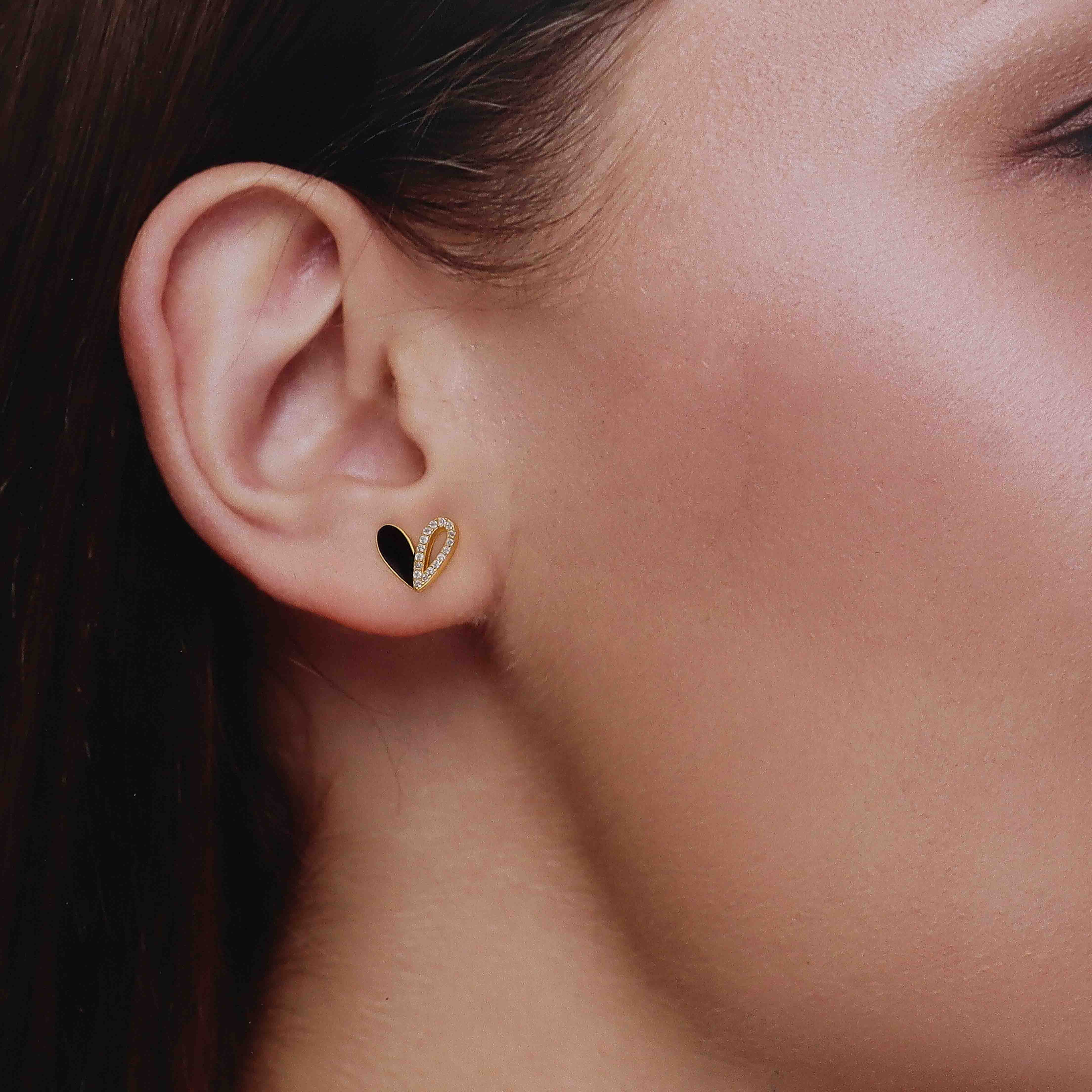 Minimalistic Zircon Heart Stud Earrings - Image 5