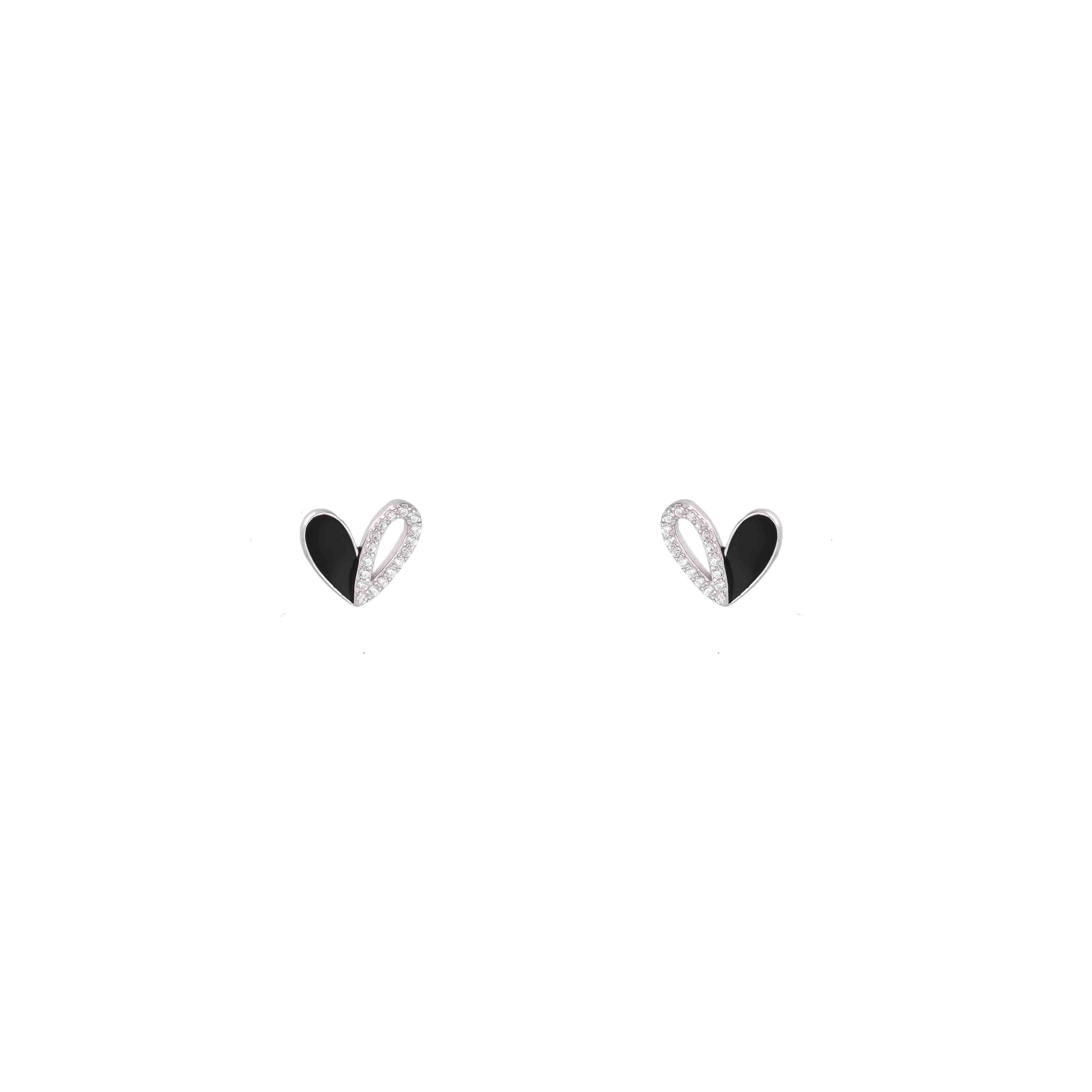 Minimalistic Zircon Heart Stud Earrings - Image 6