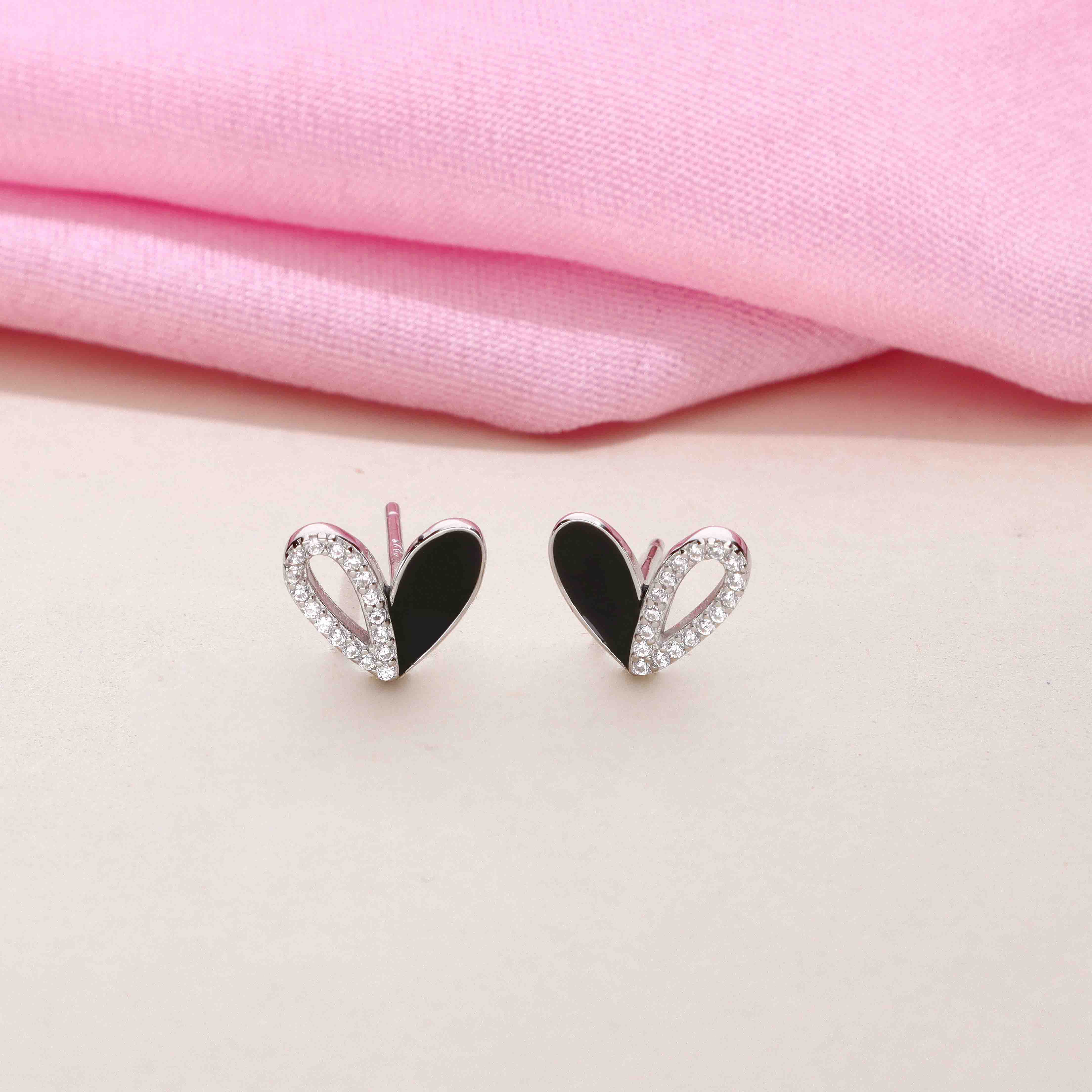 Minimalistic Zircon Heart Stud Earrings - Image 8