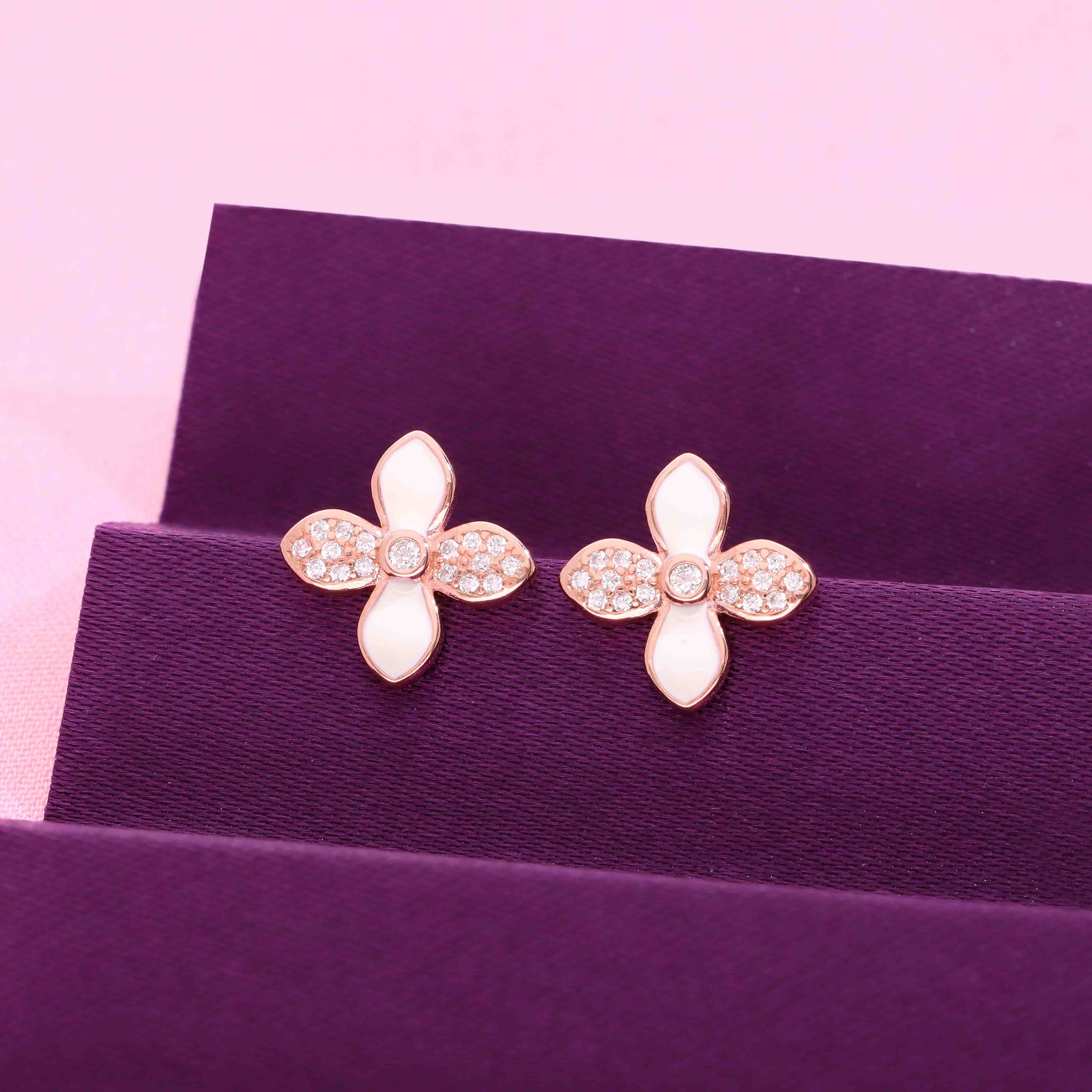 Sterling Bezels Floral Silver Earrings - Image 2