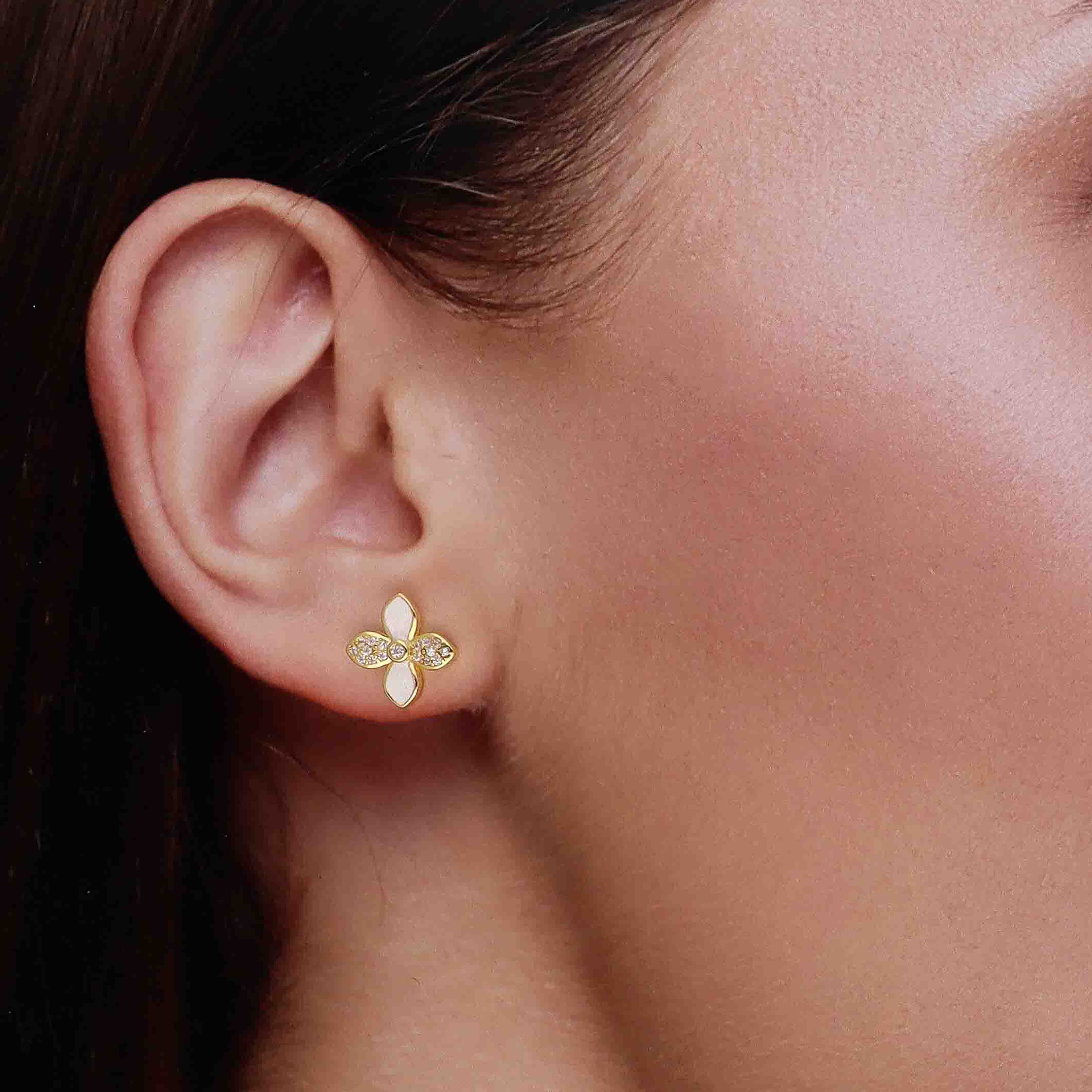 Sterling Bezels Floral Silver Earrings - Image 6