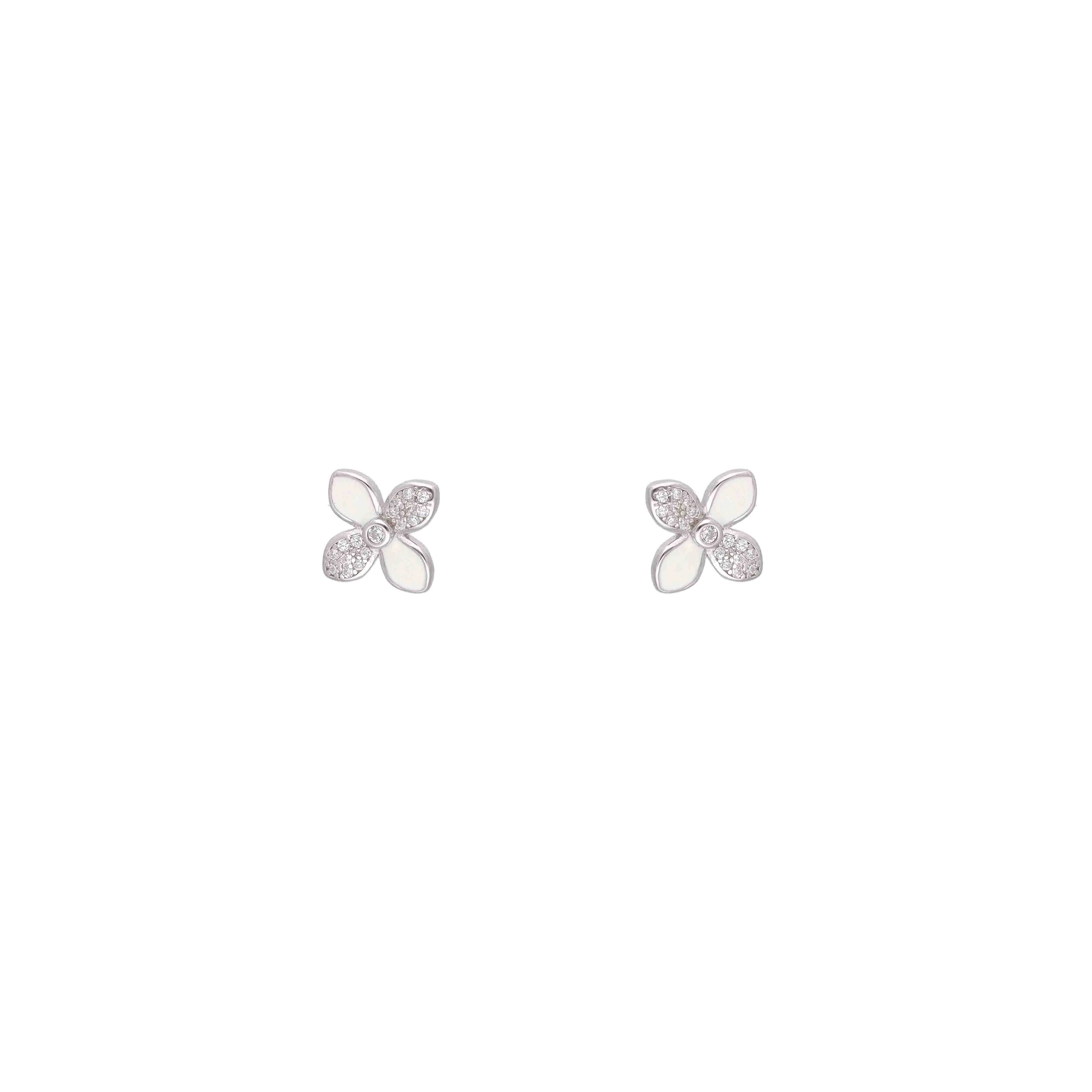 Sterling Bezels Floral Silver Earrings - Image 7