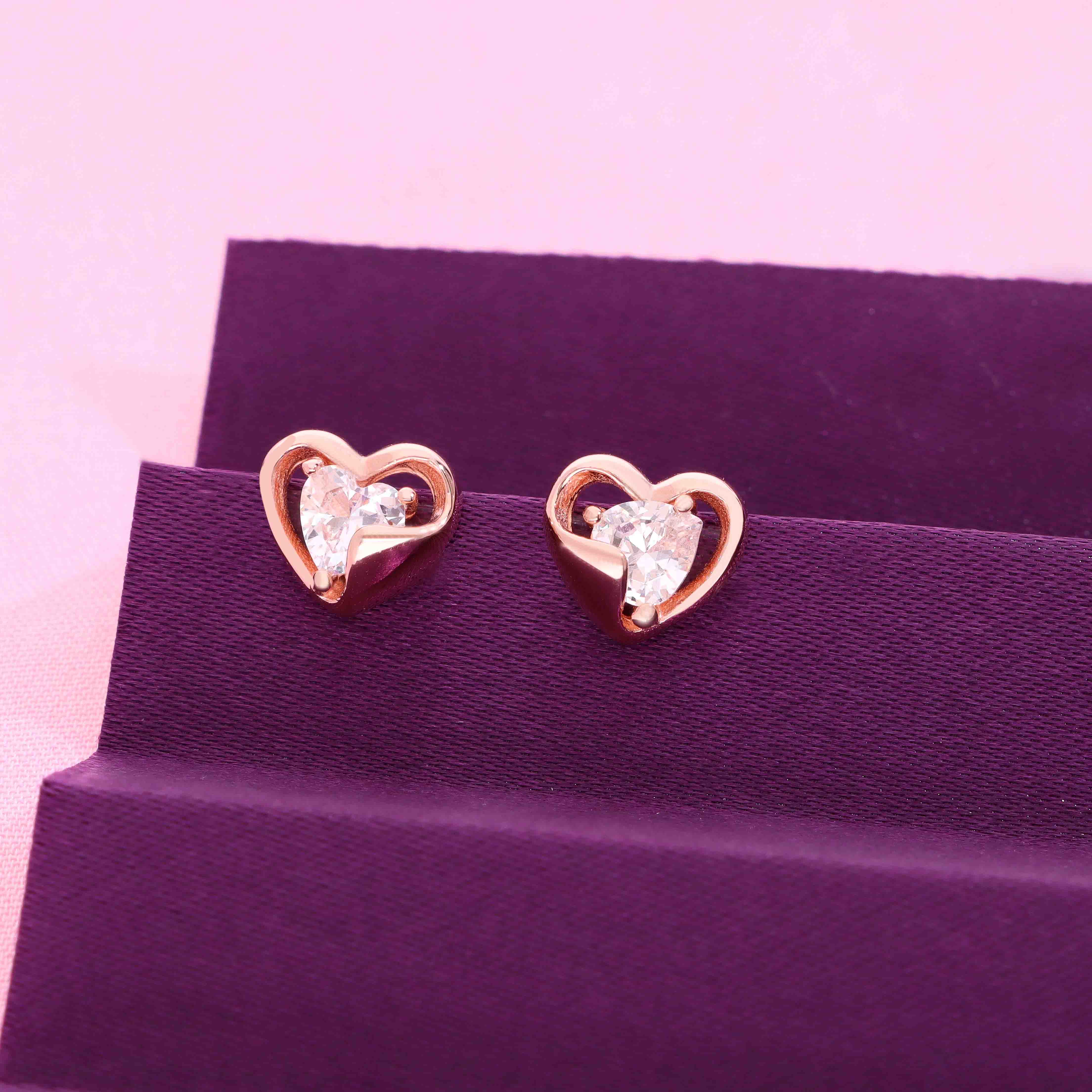 Sterling Silver Heart Solitaire Stud Earring - Image 10
