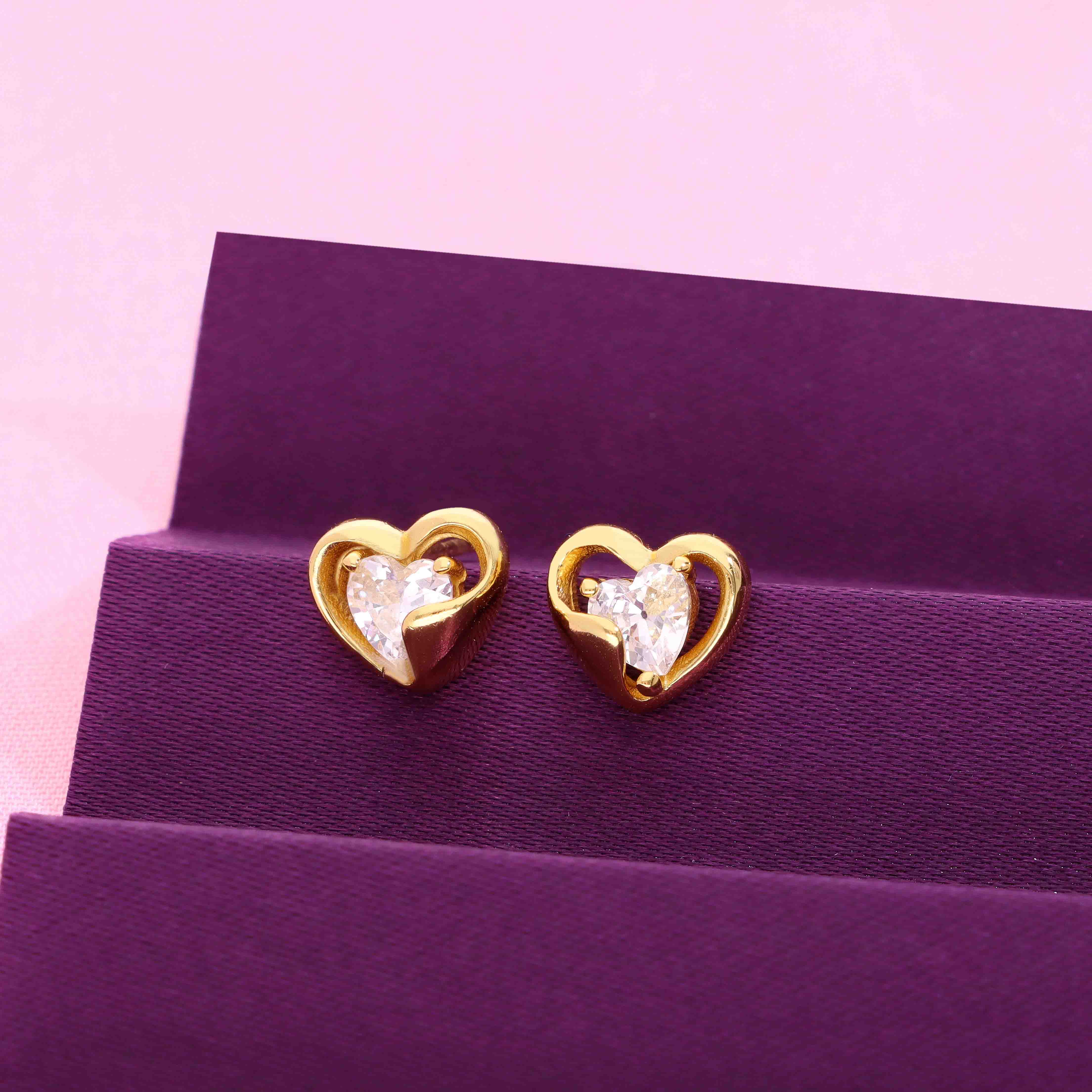 Sterling Silver Heart Solitaire Stud Earring - Image 3