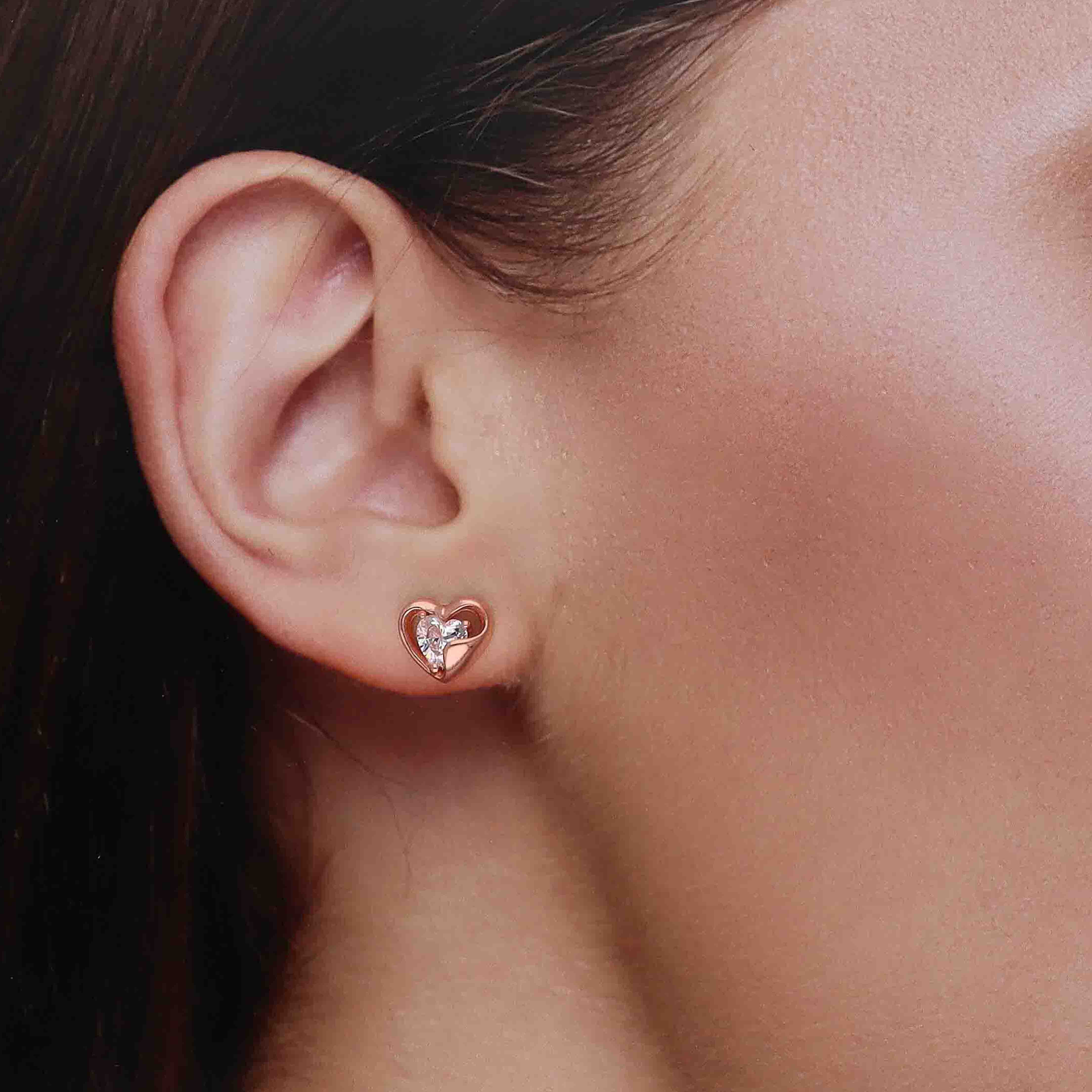 Sterling Silver Heart Solitaire Stud Earring - Image 5