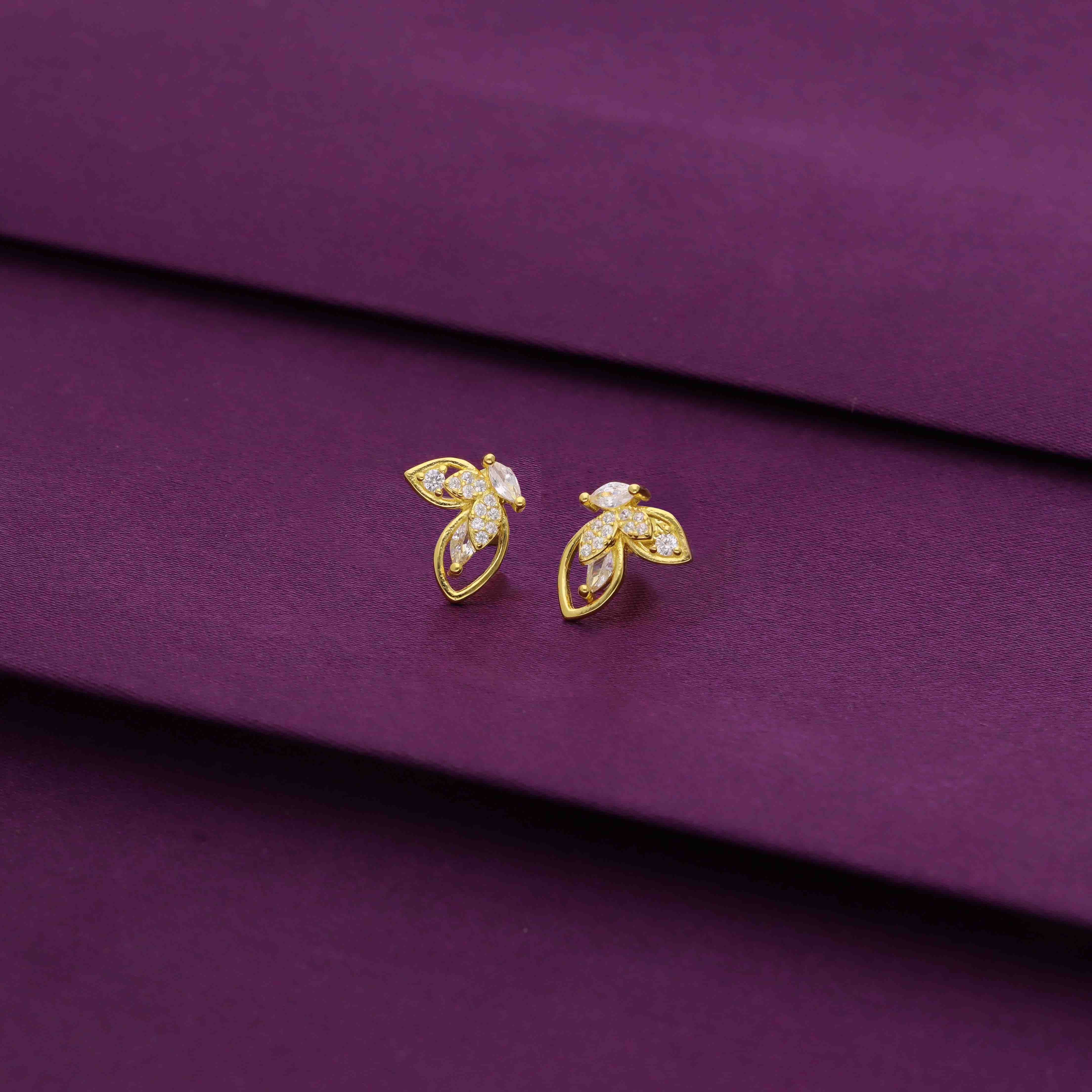Sterling Silver Zircon Butterfly Studs - Image 3