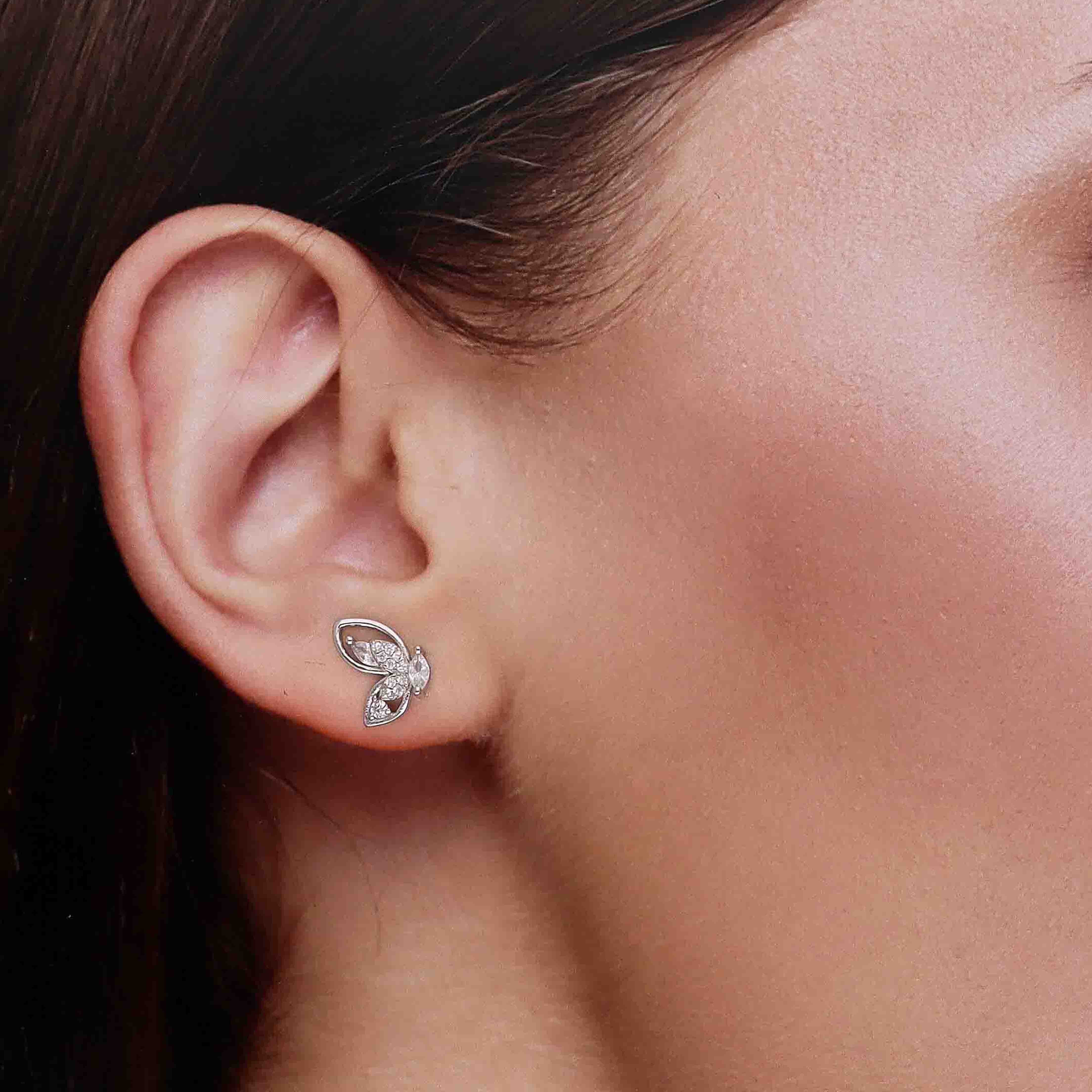 Sterling Silver Zircon Butterfly Studs - Image 4