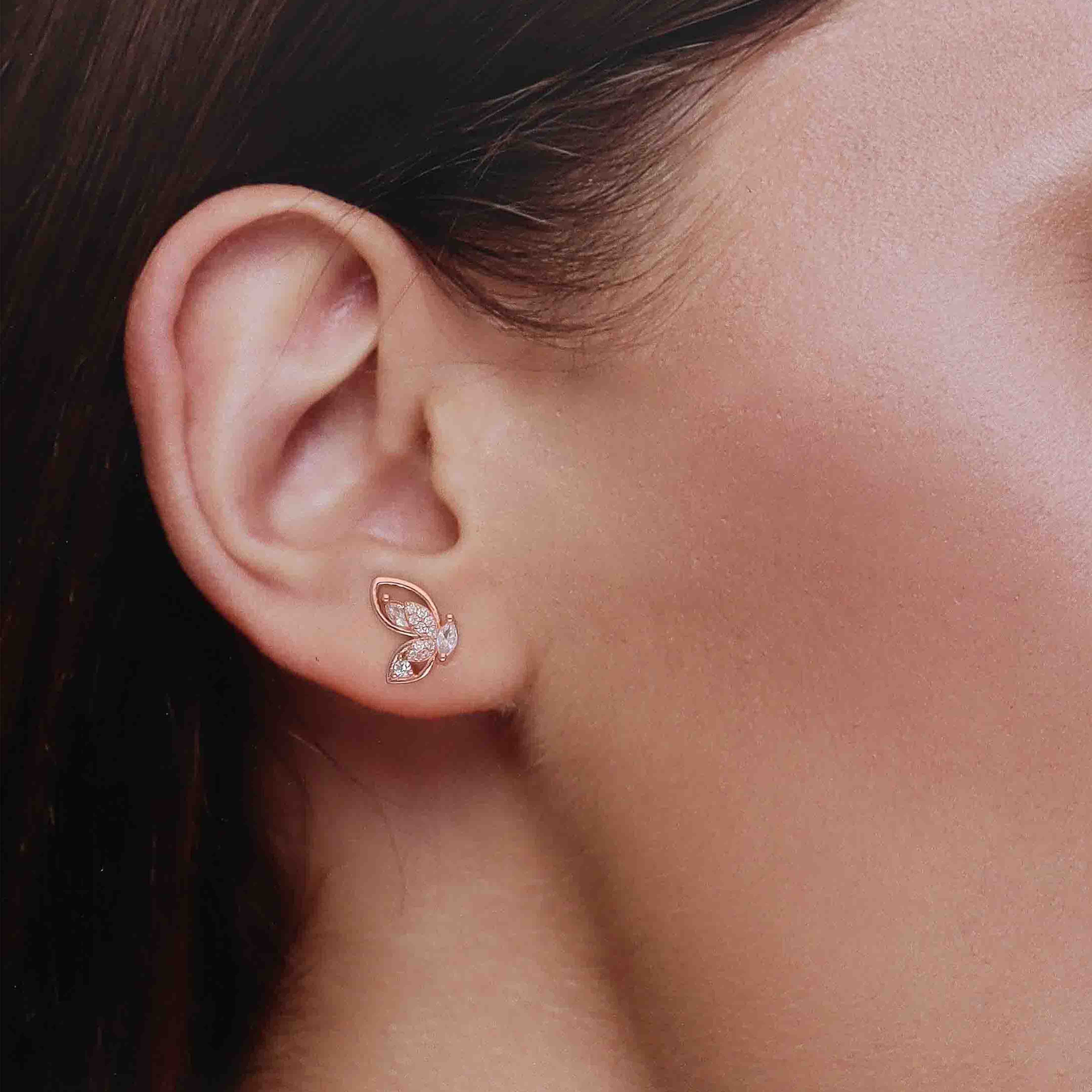 Sterling Silver Zircon Butterfly Studs - Image 5