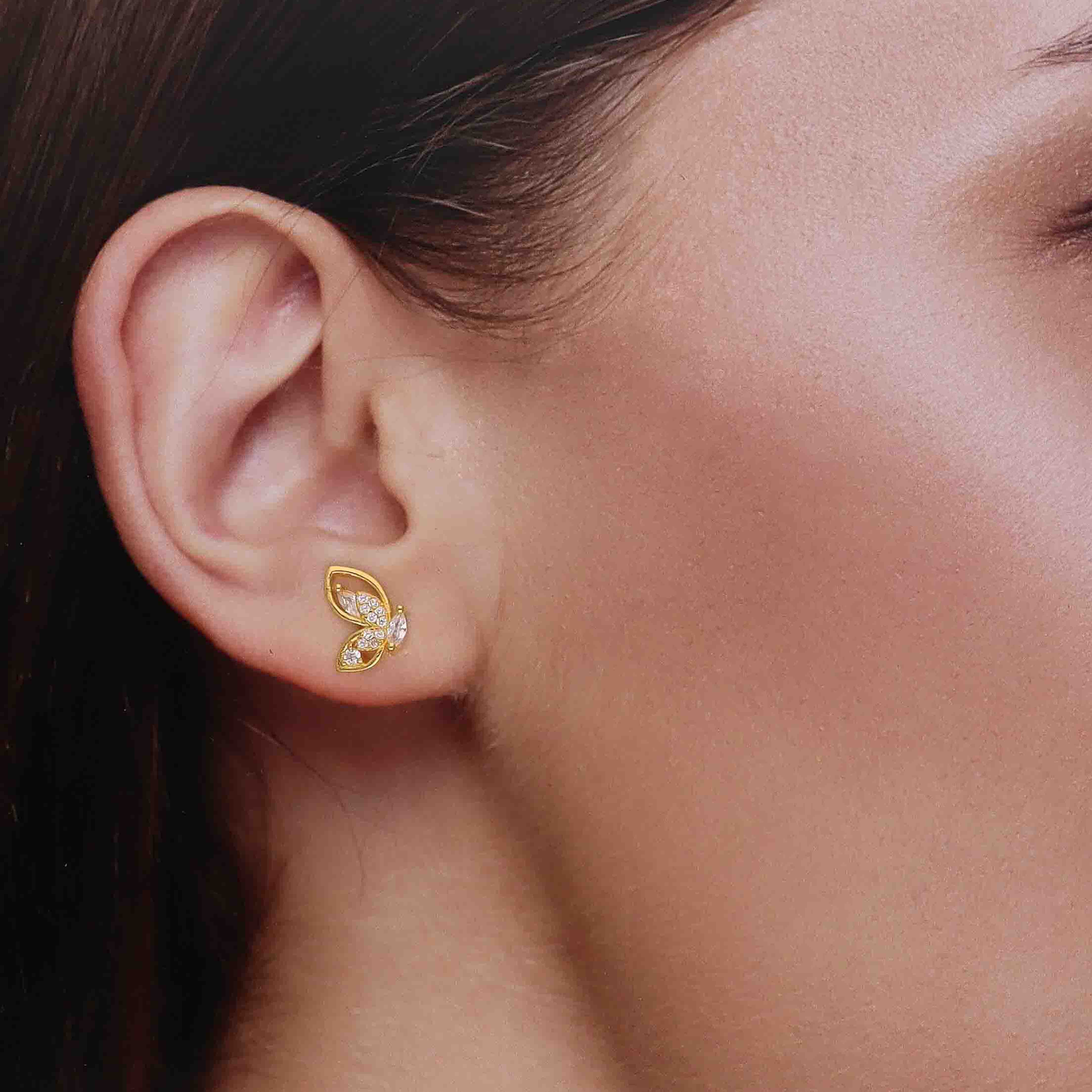 Sterling Silver Zircon Butterfly Studs - Image 6