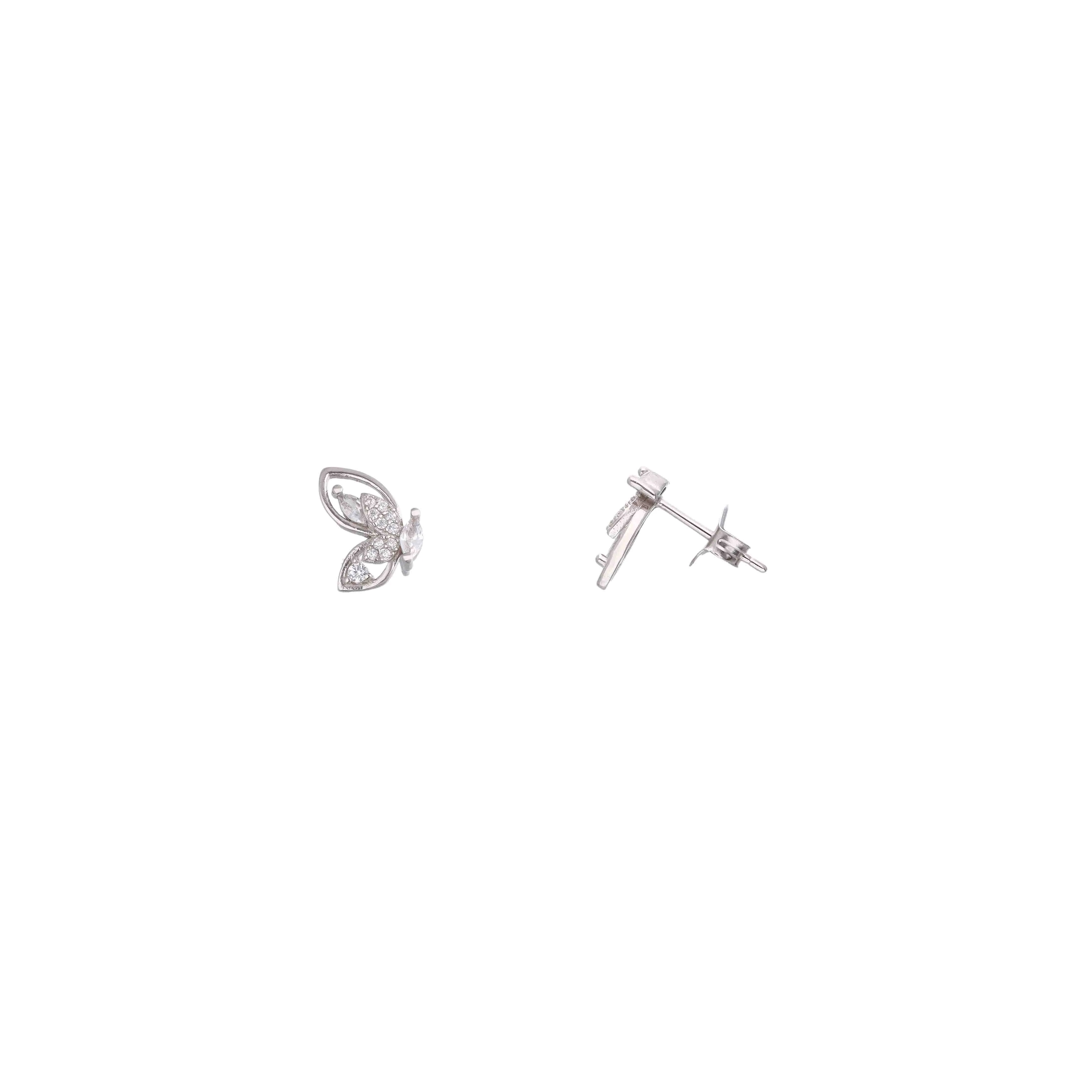 Sterling Silver Zircon Butterfly Studs - Image 7