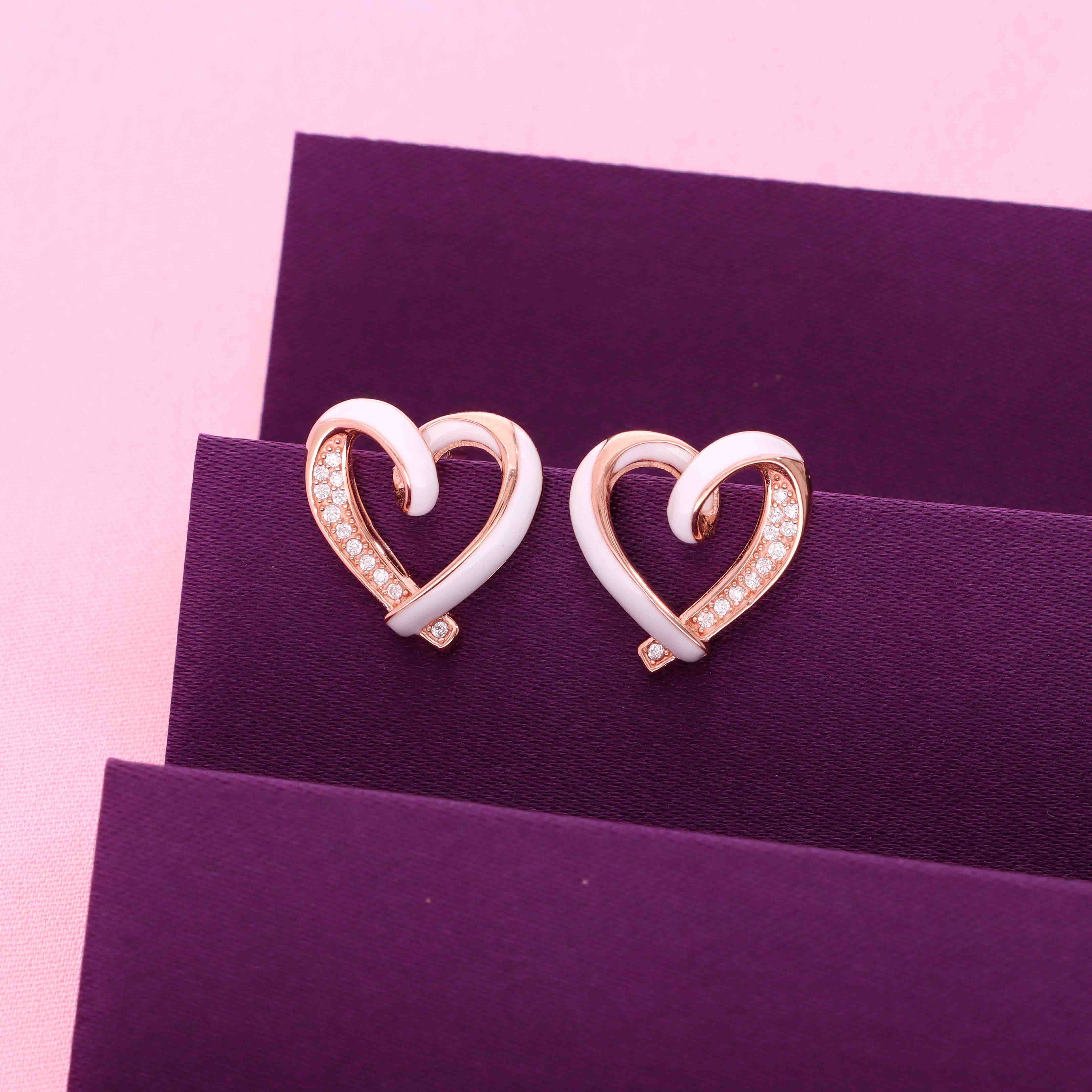 Sterling Silver Stylish Heart Studs - Image 7