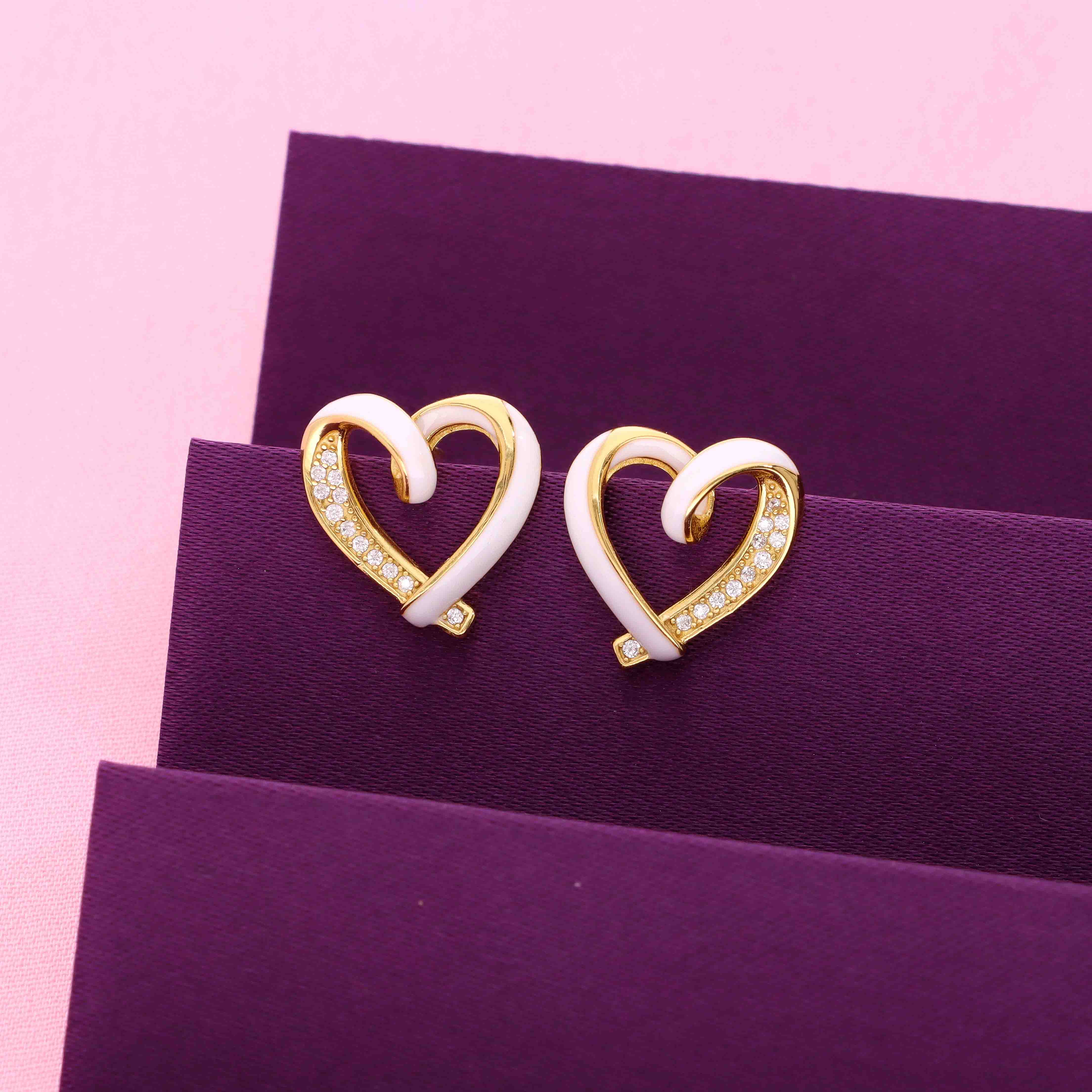 Sterling Silver Stylish Heart Studs - Image 8