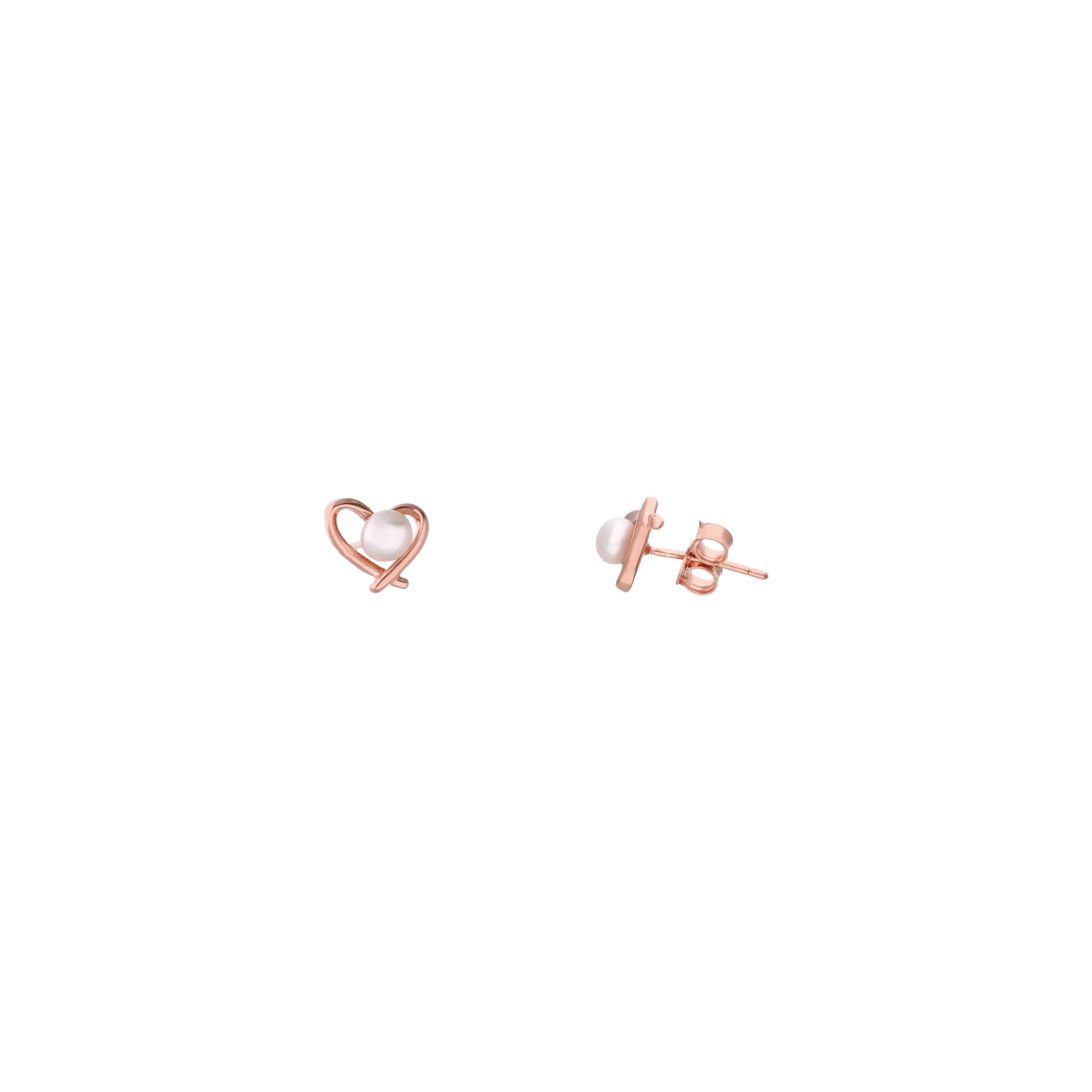 Sterling Silver Pearl Heart Stud Earring - Image 5