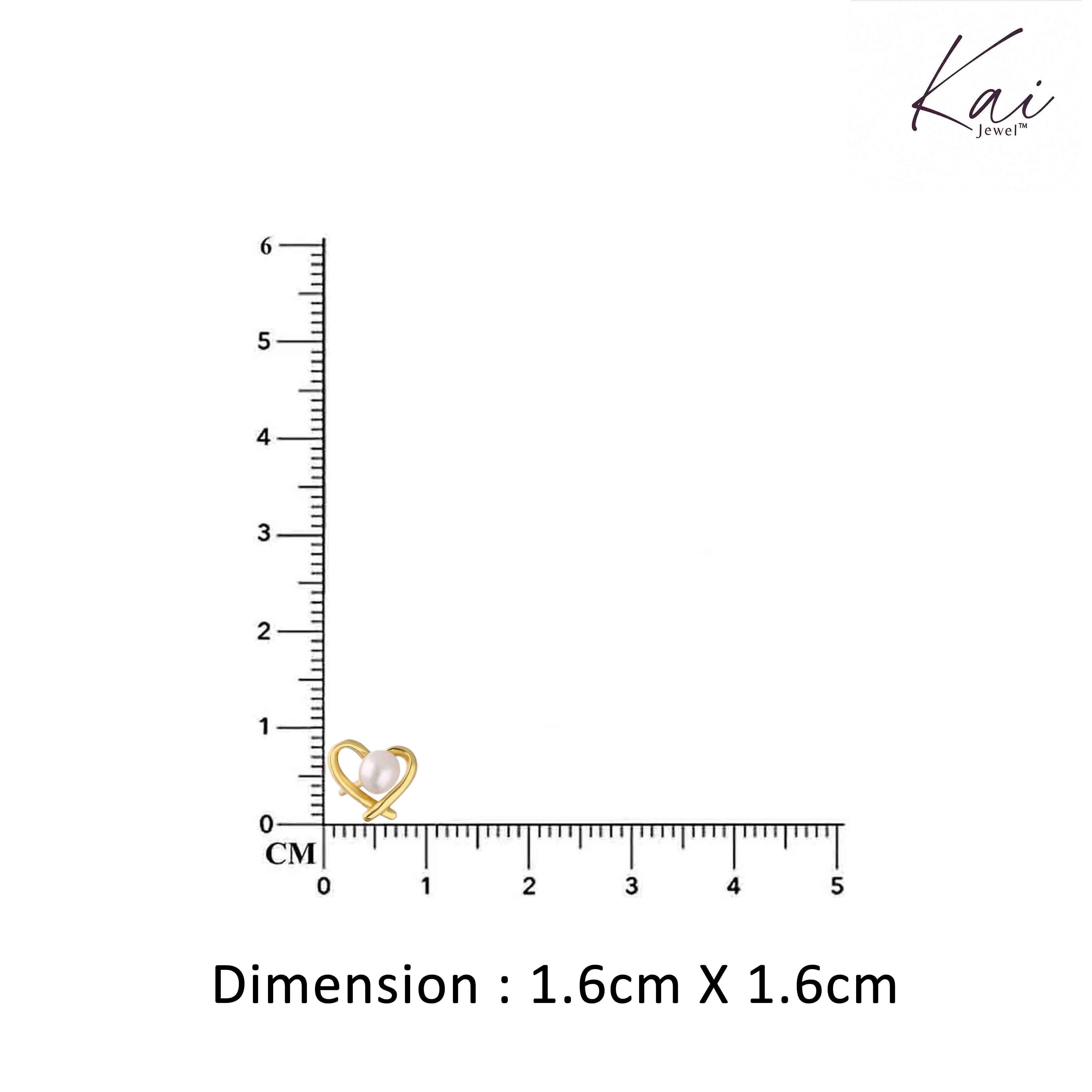 Sterling Silver Pearl Heart Stud Earring - Image 6
