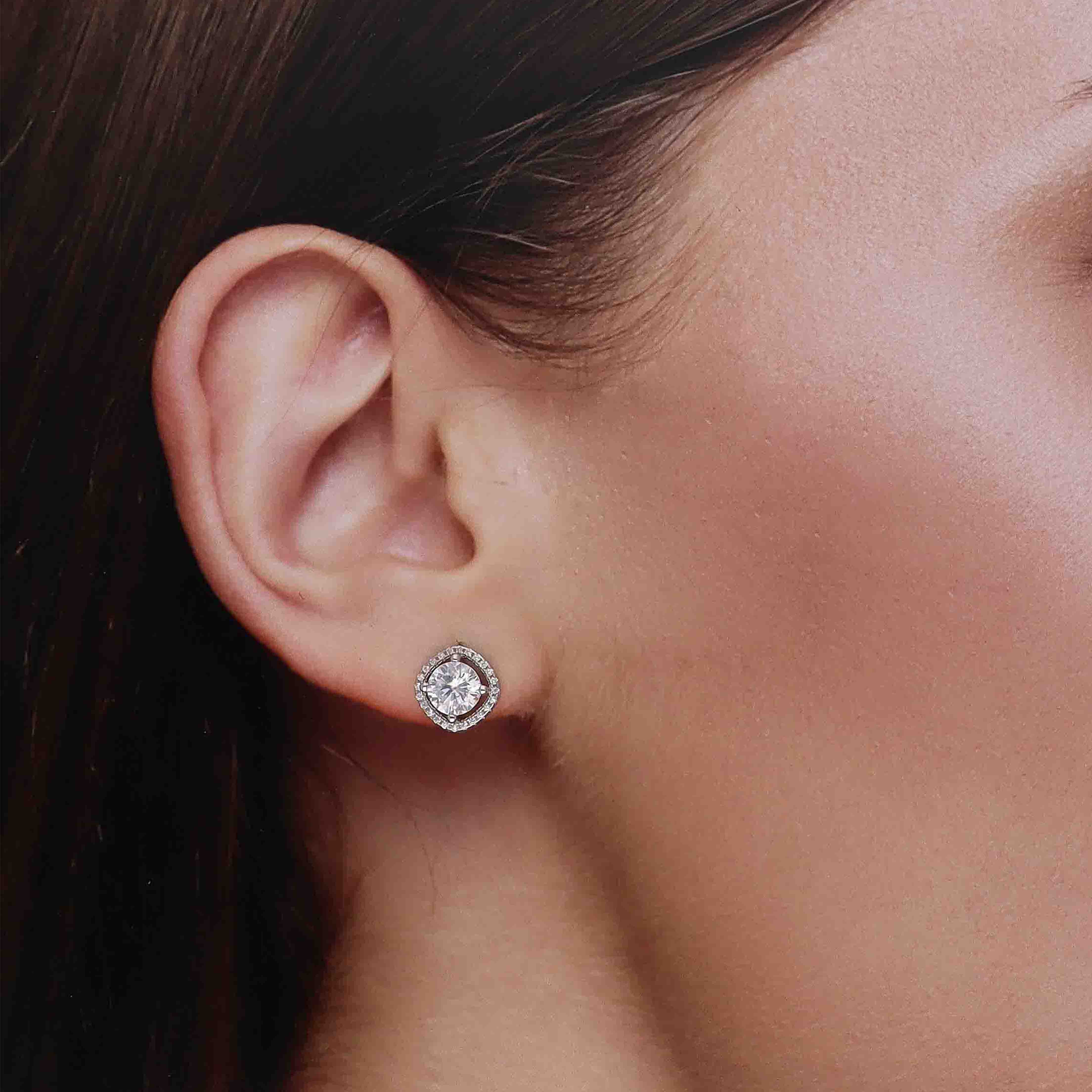 Sterling Silver Solitaire Elegance Stud Earrings - Image 4