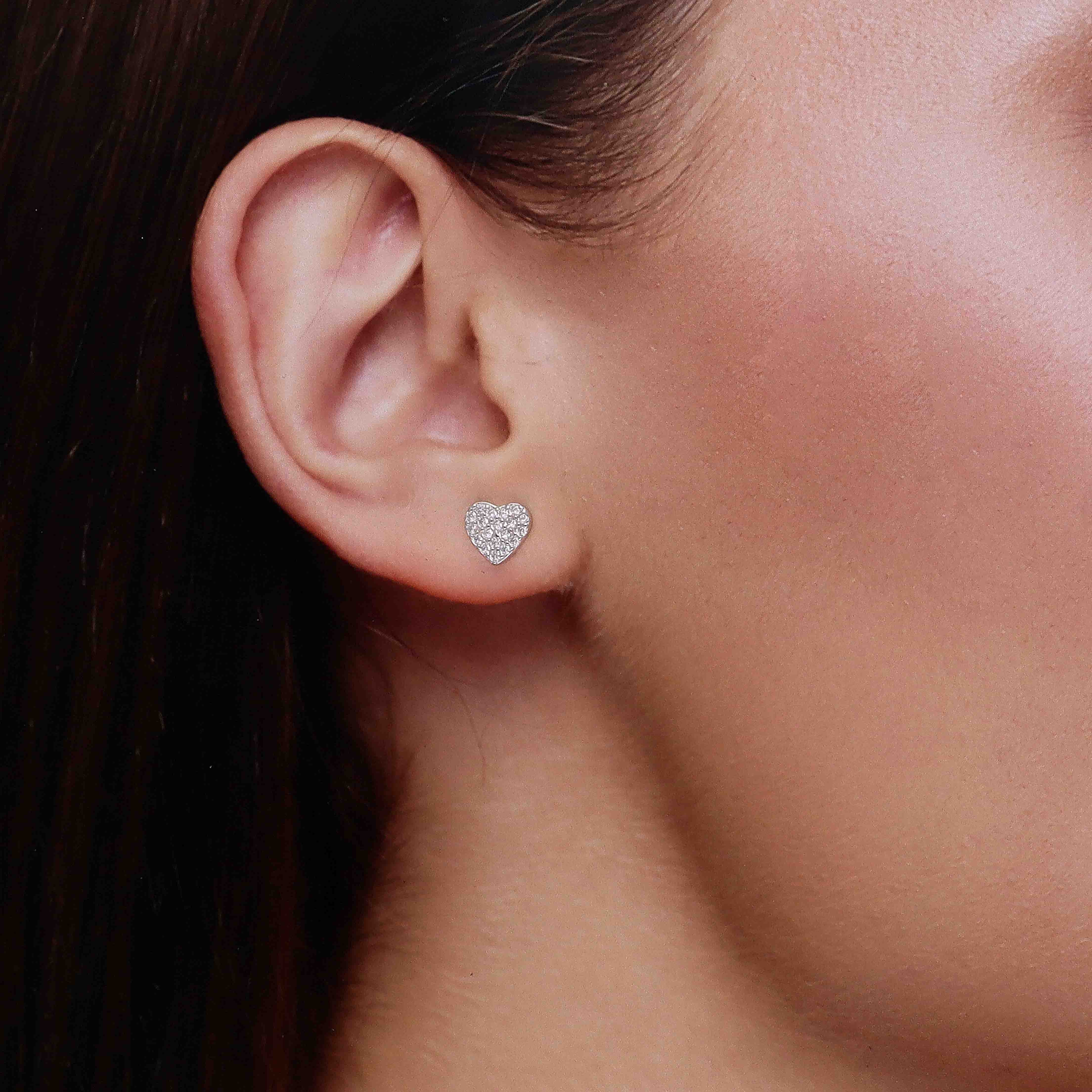 Minimal Zircon Studded Heart Earrings - Image 12