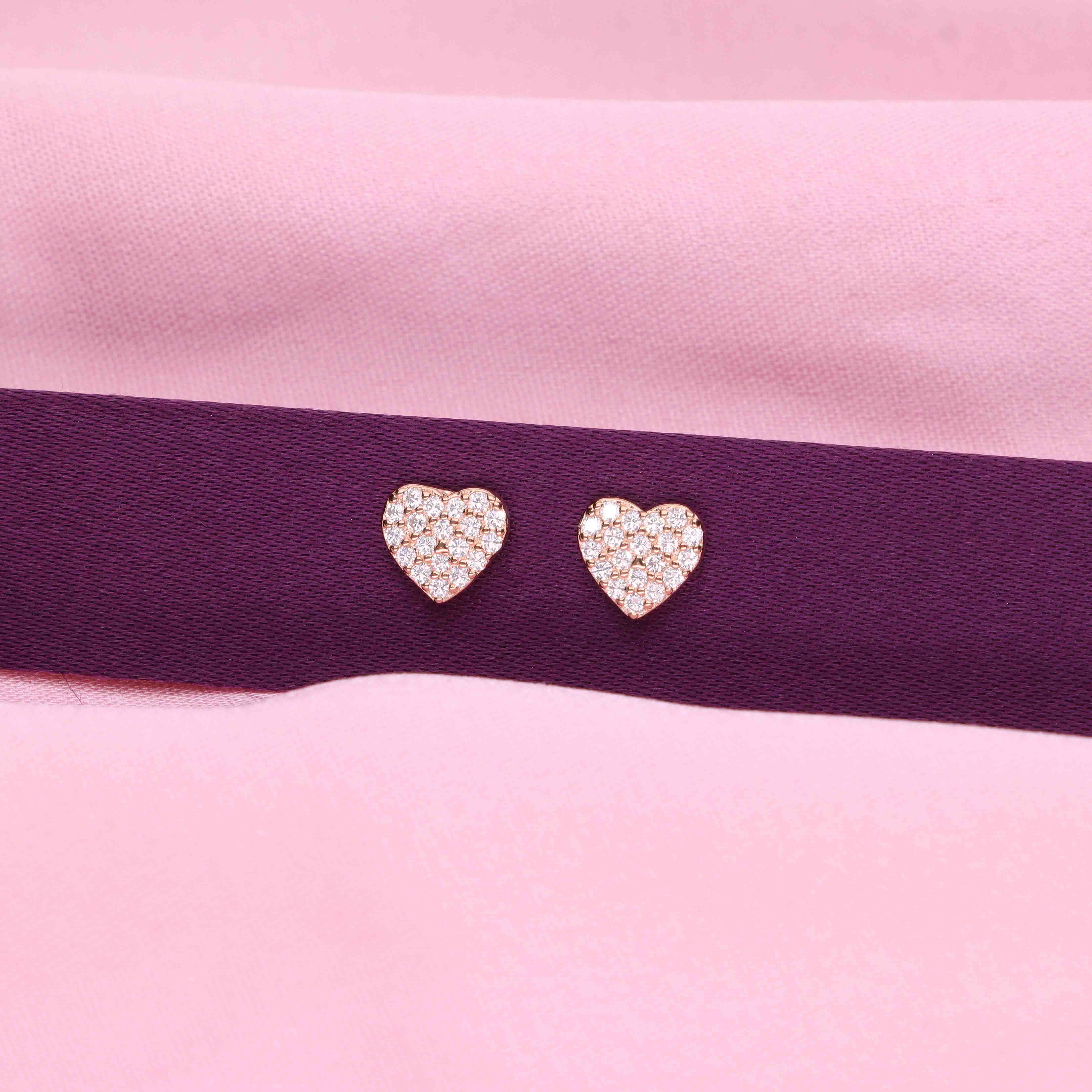 Minimal Zircon Studded Heart Earrings - Image 2