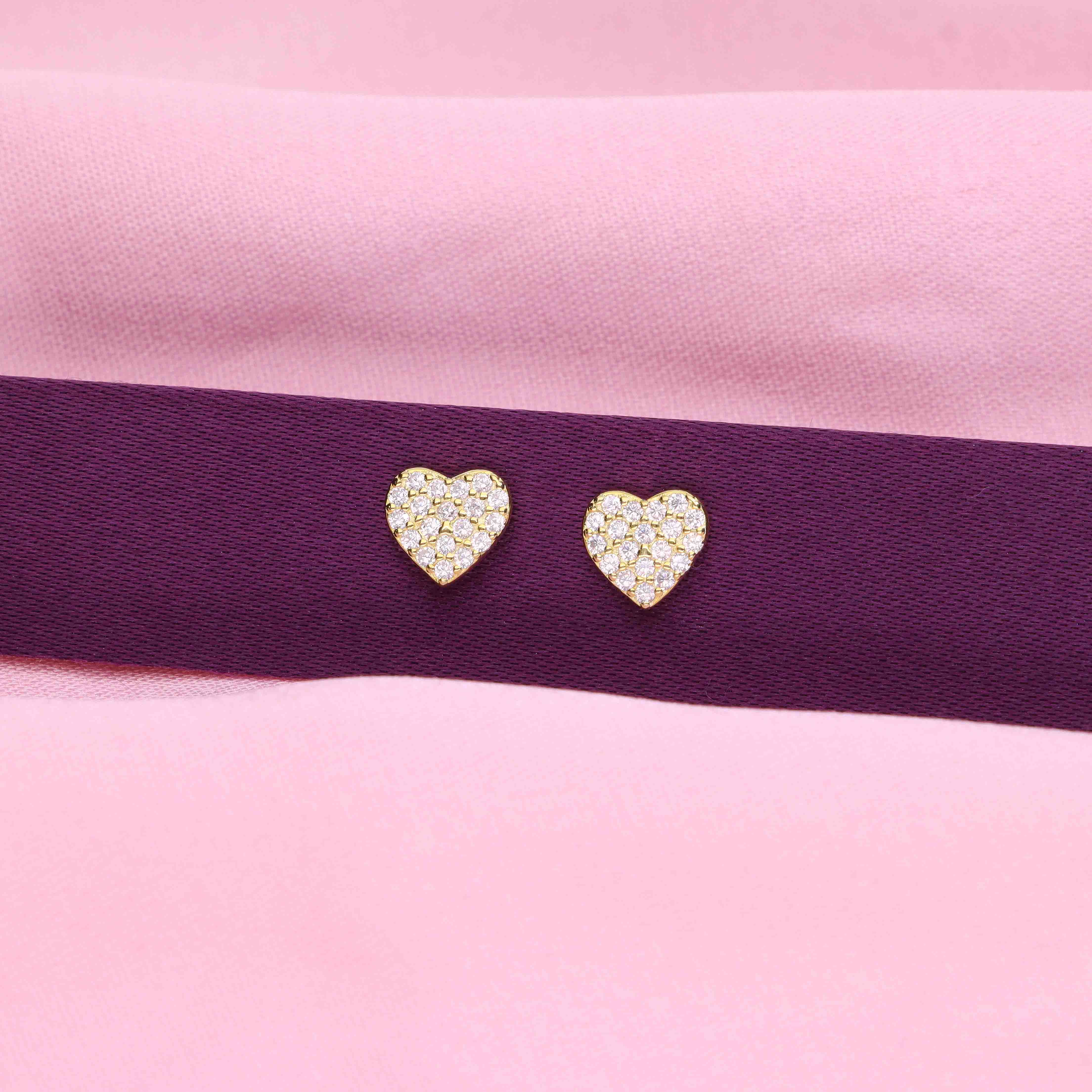 Minimal Zircon Studded Heart Earrings - Image 3
