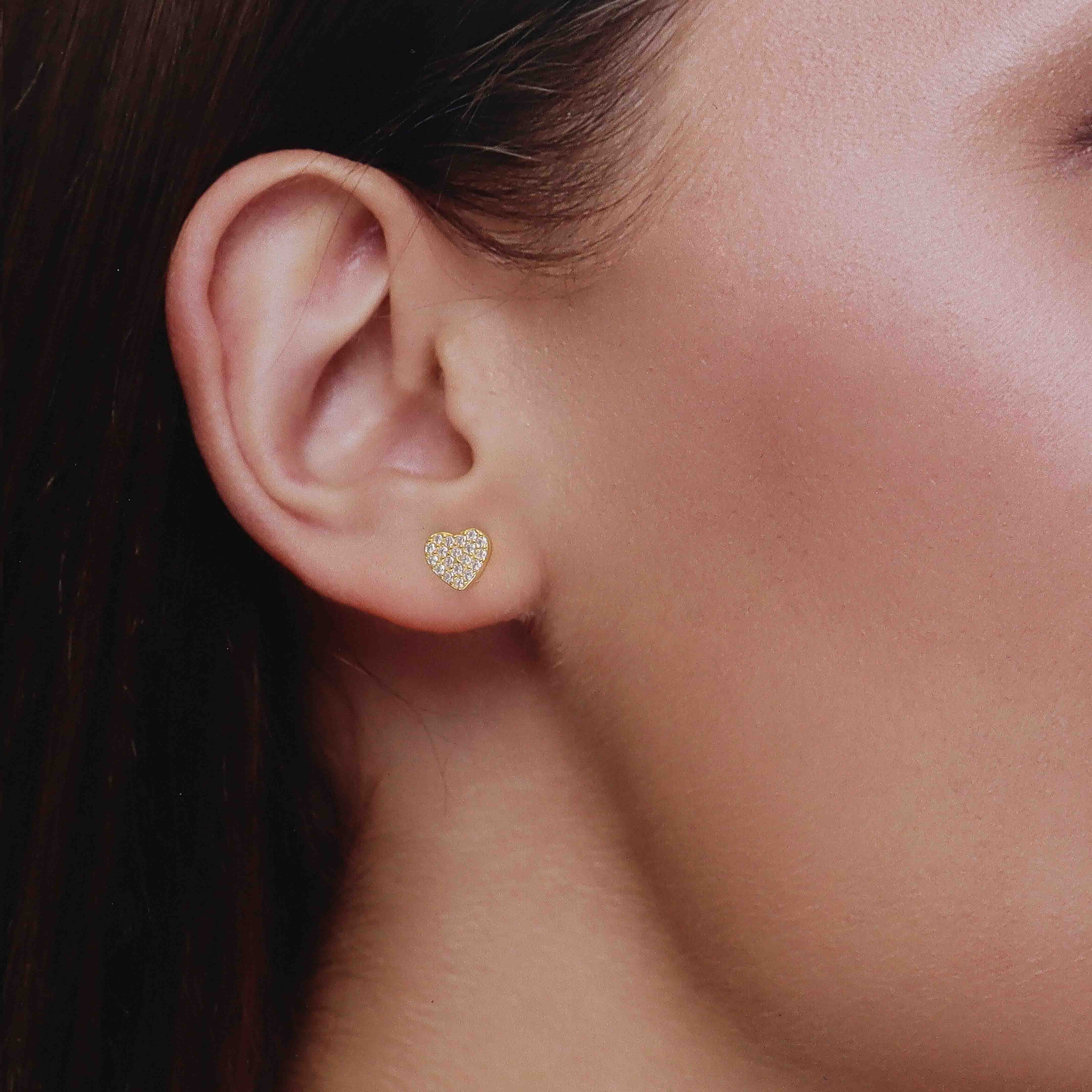 Minimal Zircon Studded Heart Earrings - Image 5