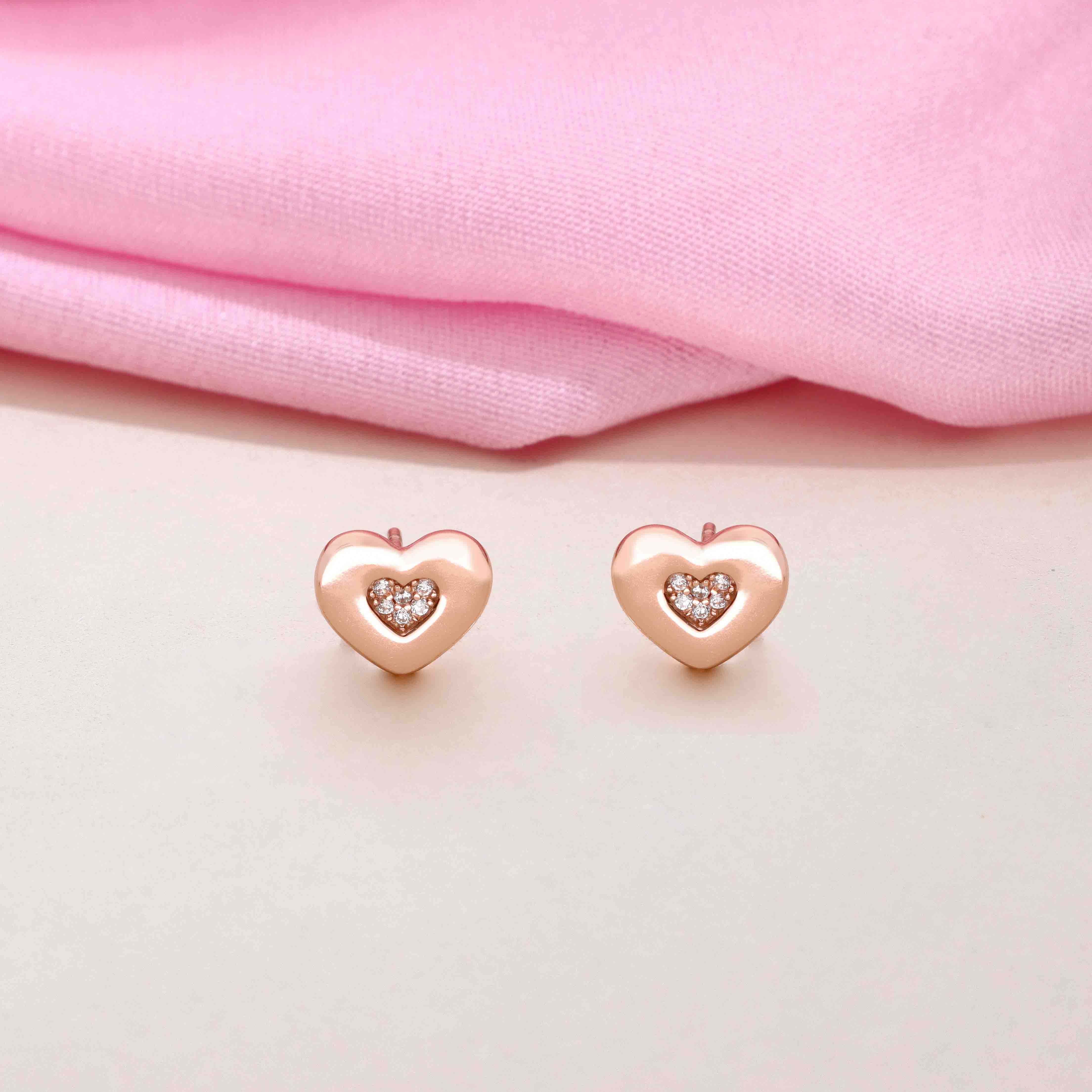Sterling Silver Cute Heart Studs - Image 2