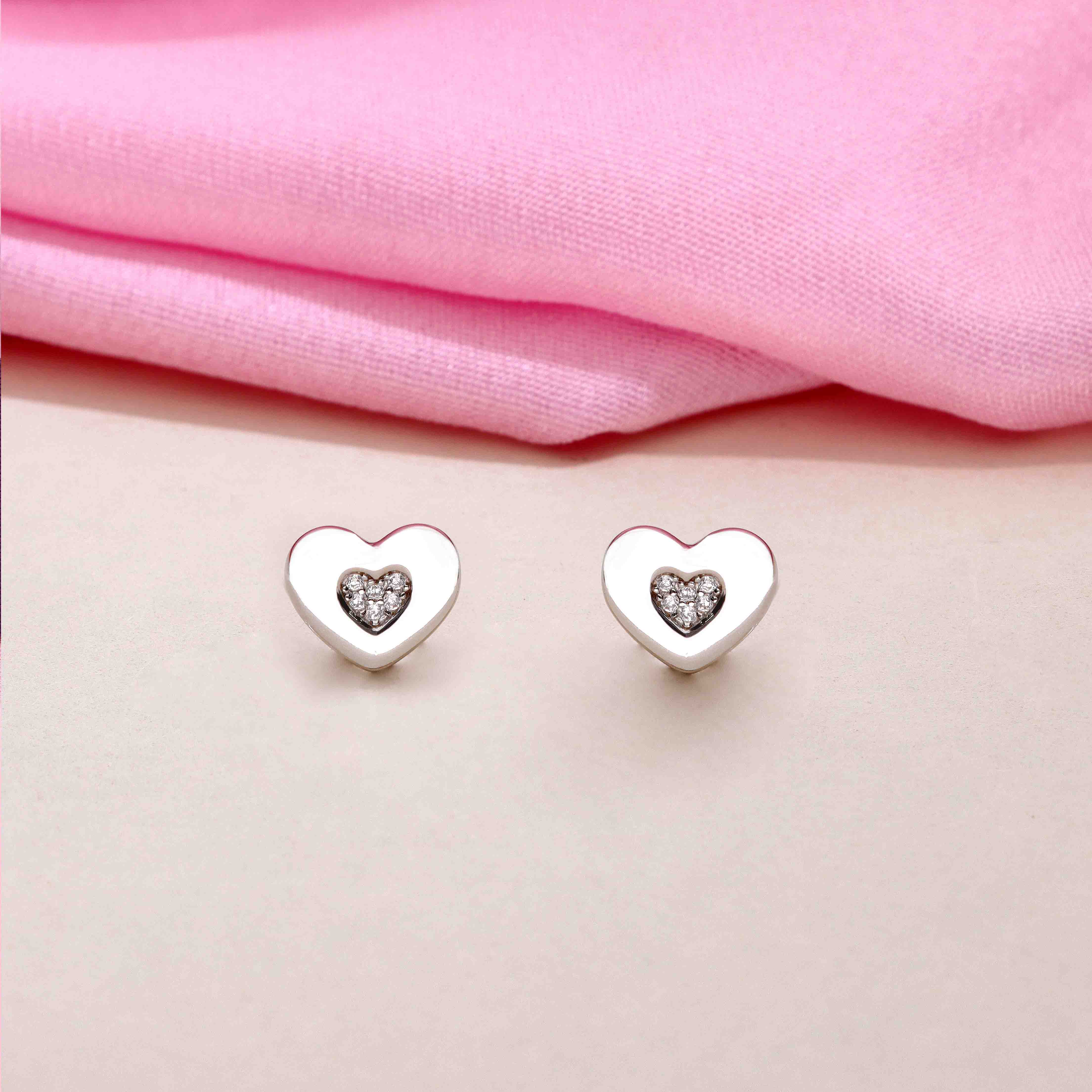 Sterling Silver Cute Heart Studs - Image 7