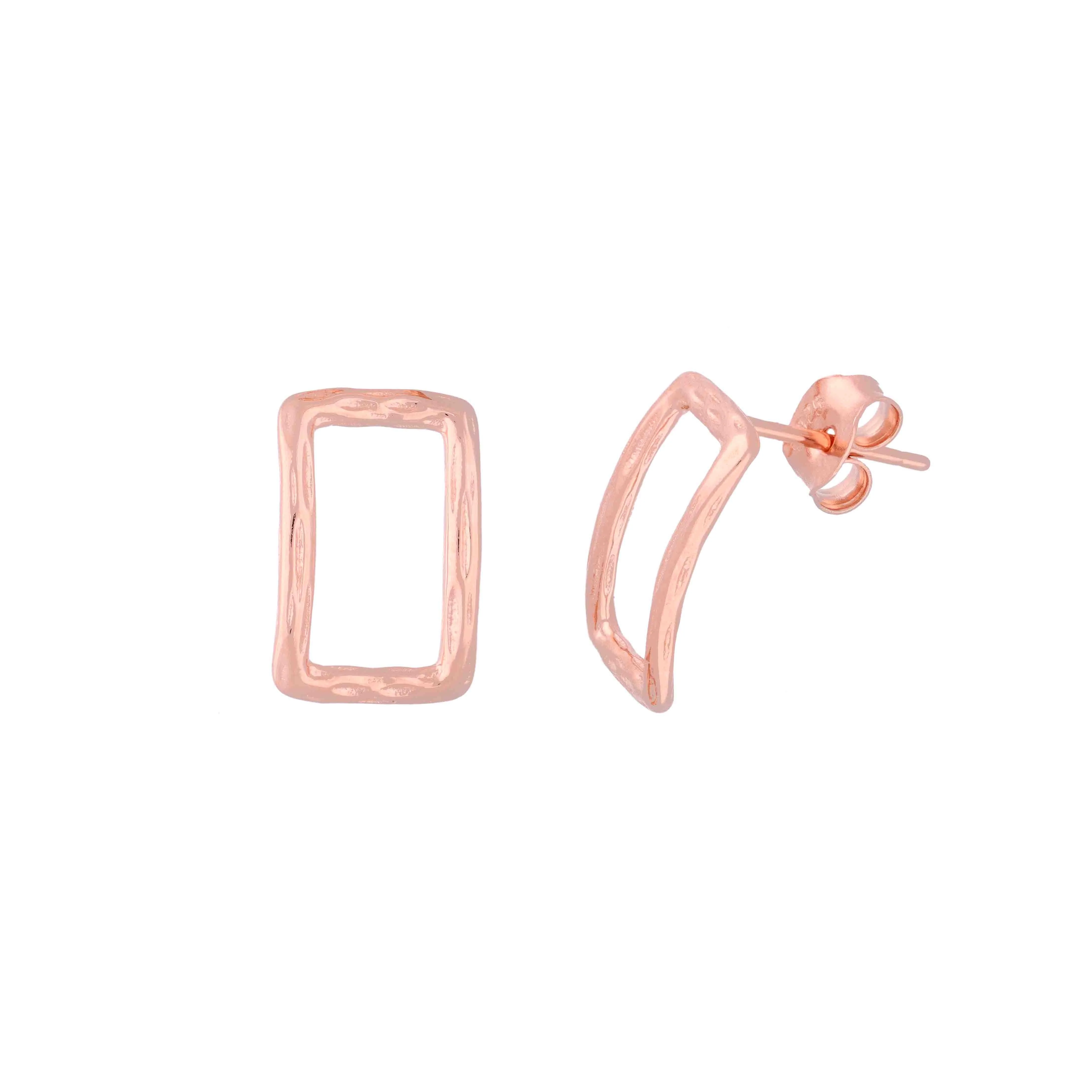 Silver Frame Minimalist Rectangle Studs Earring - Image 8