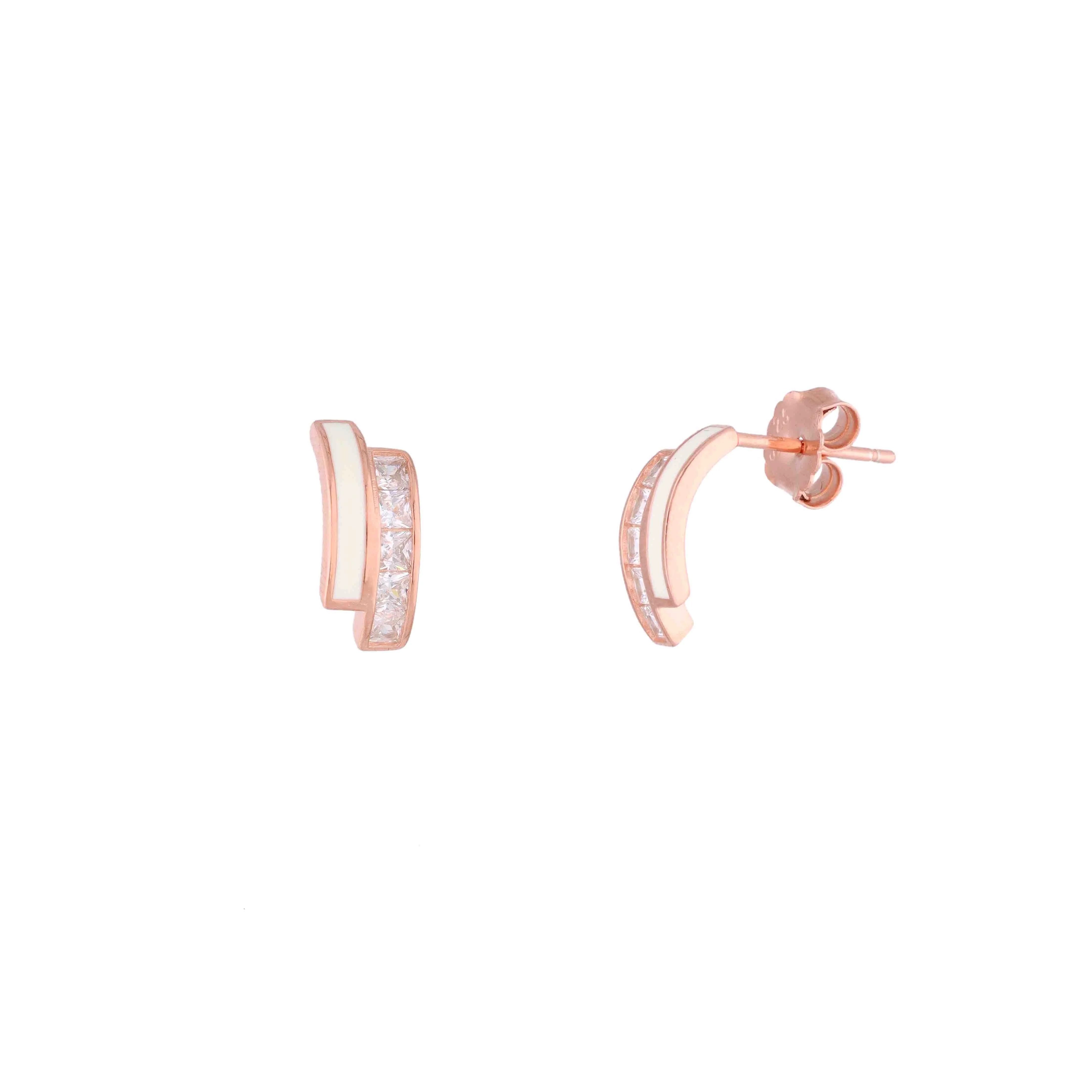 Crystal Accent Silver Studs Earrings - Image 7